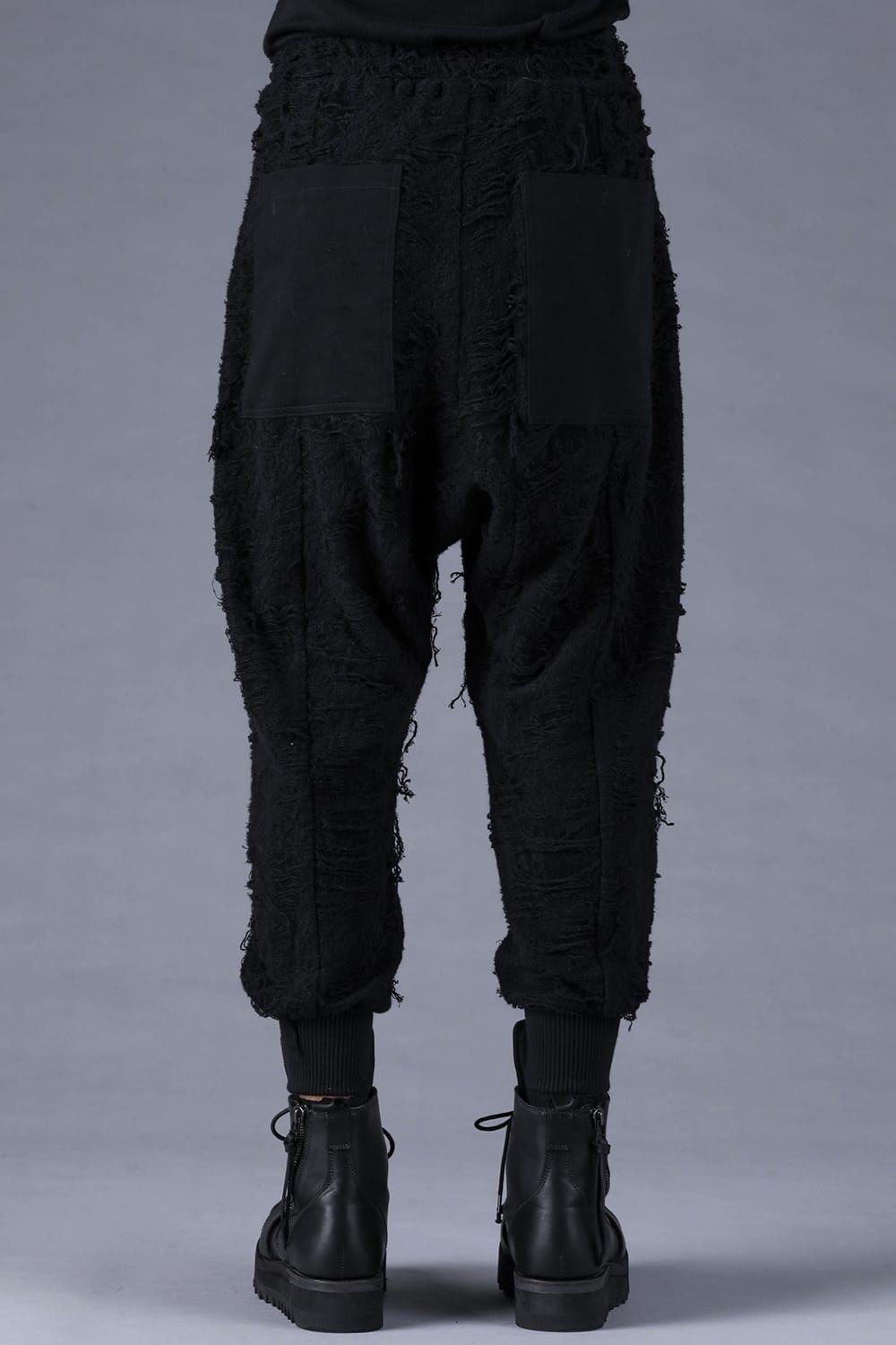 Damage Pile Combination Wide Jogger Pants"Black" / ダメージパイルコンビネーションワイドジョガーパンツ"ブラック"