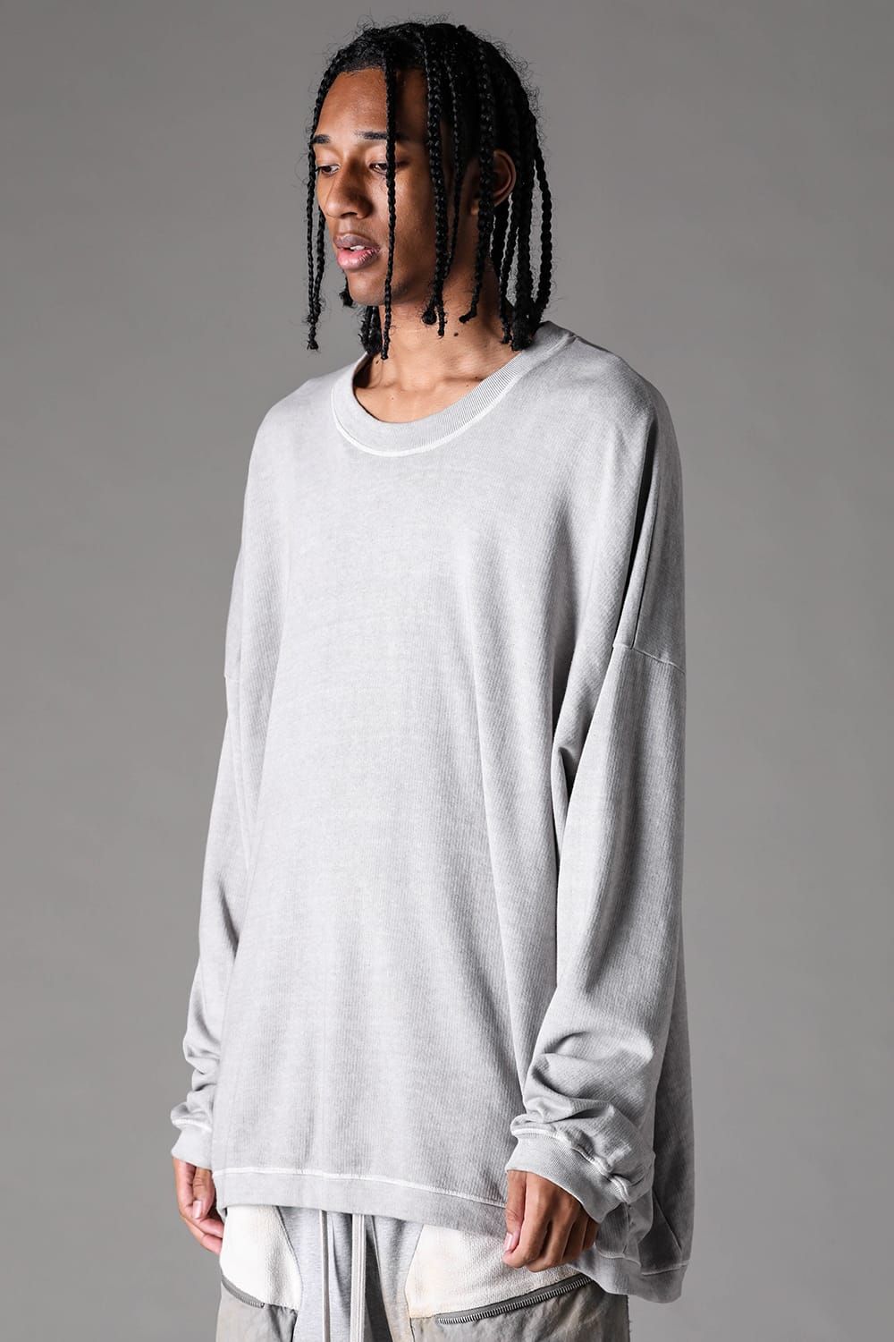《2027SS先行予約》Sumi Dyed Lightweight French Terry Jumbo Pullover "L.Grey" / 墨染ミニ裏毛ジャンボプルオーバー"ライトグレー"