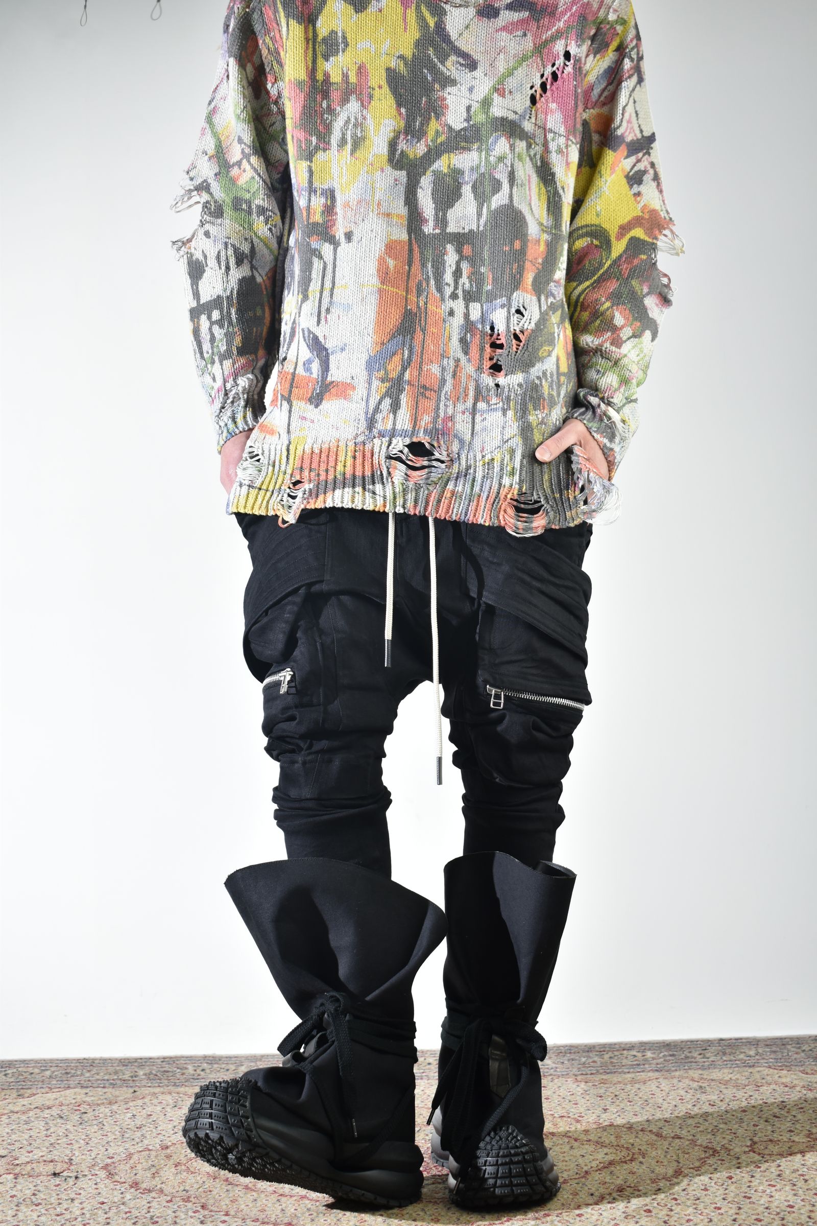 サルエルスキニーも合うサックブーツ