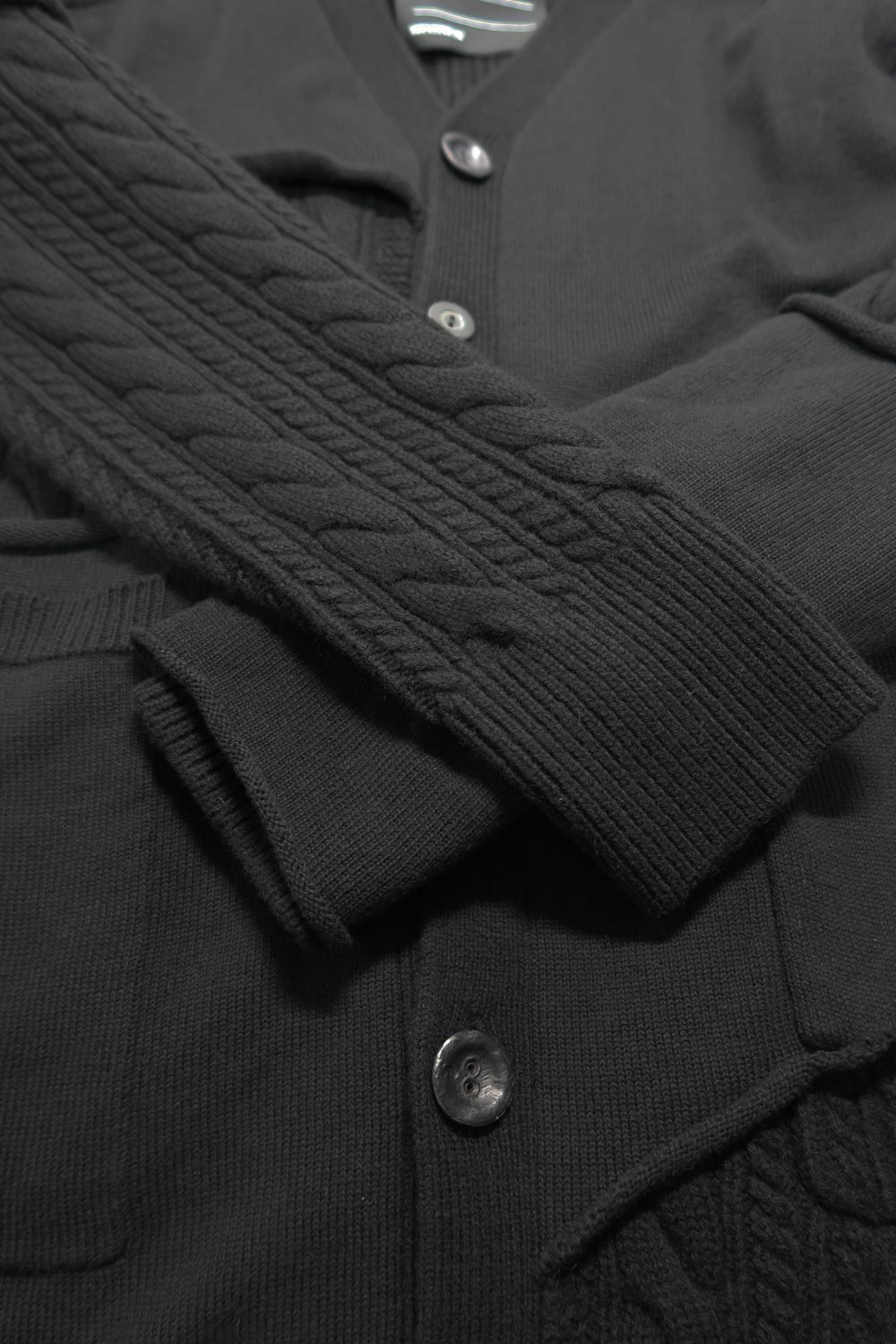 Layered Cut Out Knit Cardigan"Black"/レイヤードカットアウトニットカーディガン"ブラック"