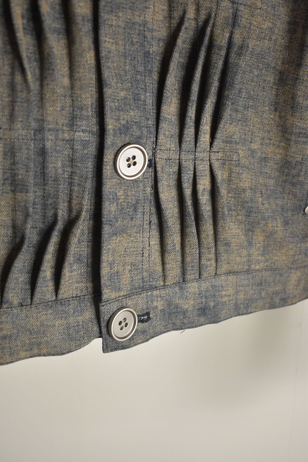 Blended Shades Denim Pin Tuck Blouson "Steel Blue" / ブレンデッドシェイドデニムピンタックブルゾン"スティールブルー"