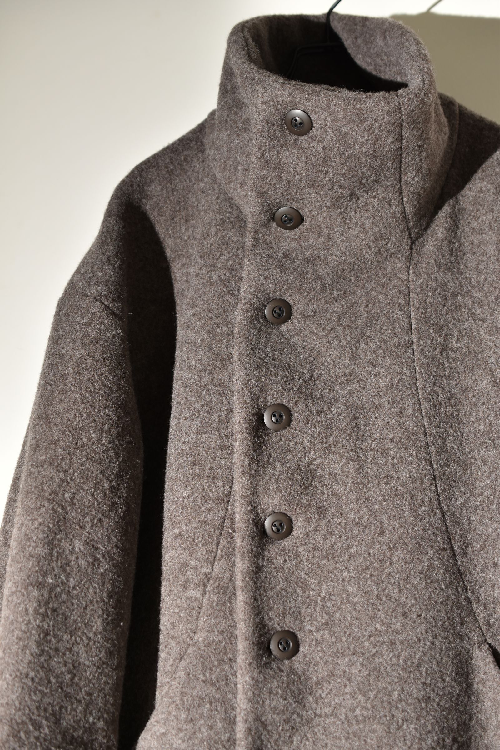 Wool Pile High Neck Coat "GreyBeige" / ウールパイルハイネックコート"グレーベージュ"