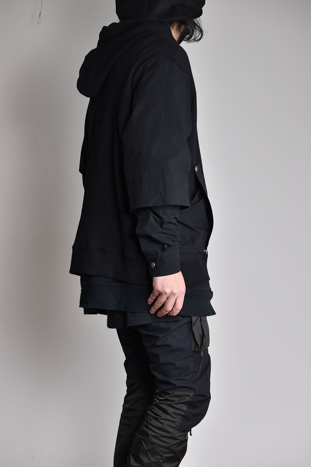 Combi Layered Zip Hoodie"Black"/コンビレイヤードジップフーディ"ブラック"