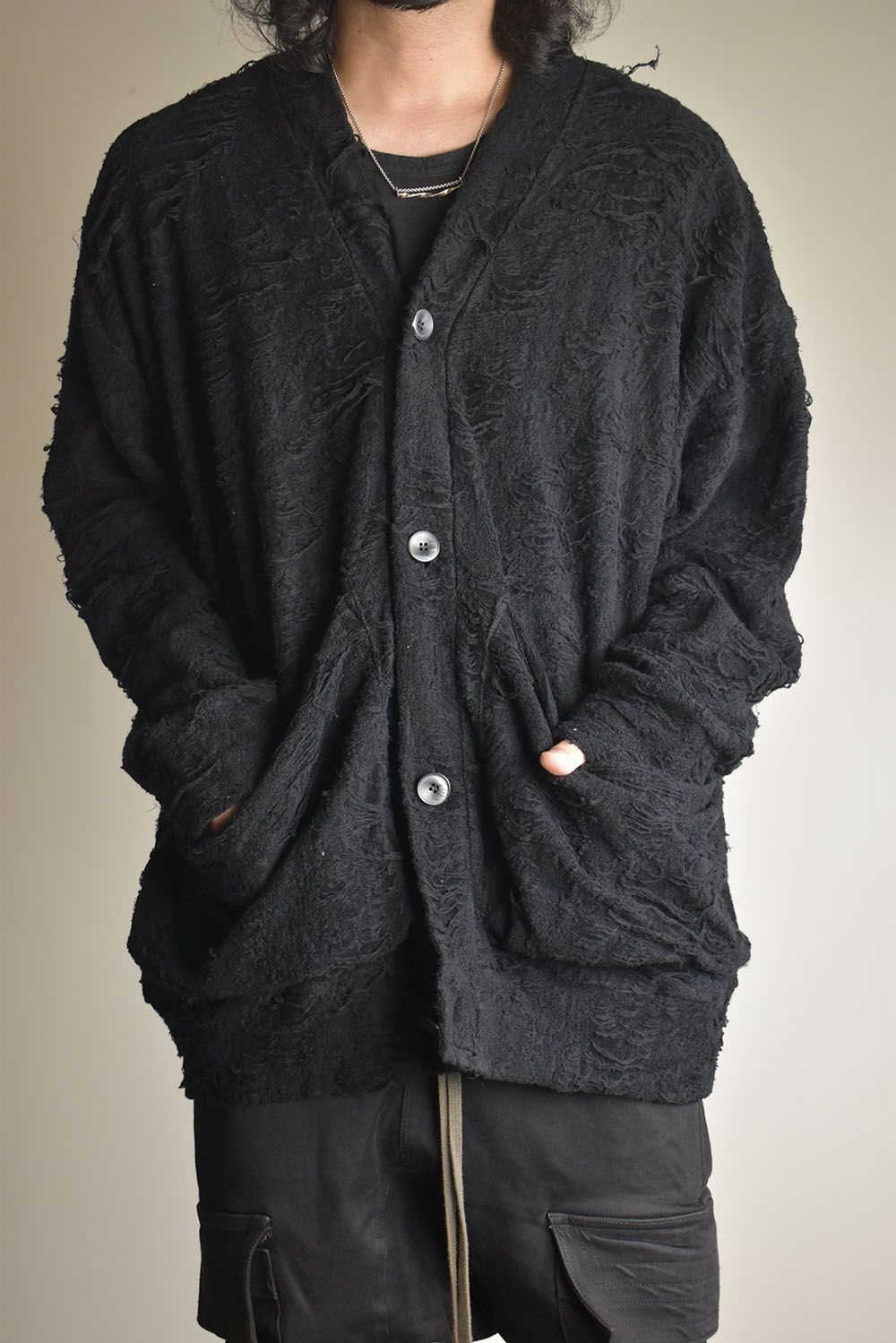 Damage Pile Jumbo Cardigan"Black" / ダメージパイル ジャンボカーディガン"ブラック"