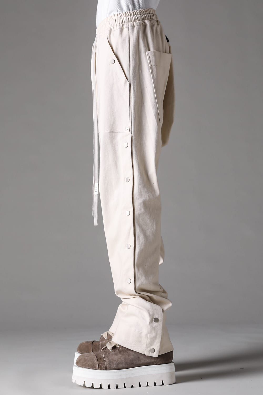 《2027SS先行予約》Side Snap Sarrouel Flare Pants"Black / Ivory" / サイドスナップサルエルフレアパンツ "ブラック / アイボリー"