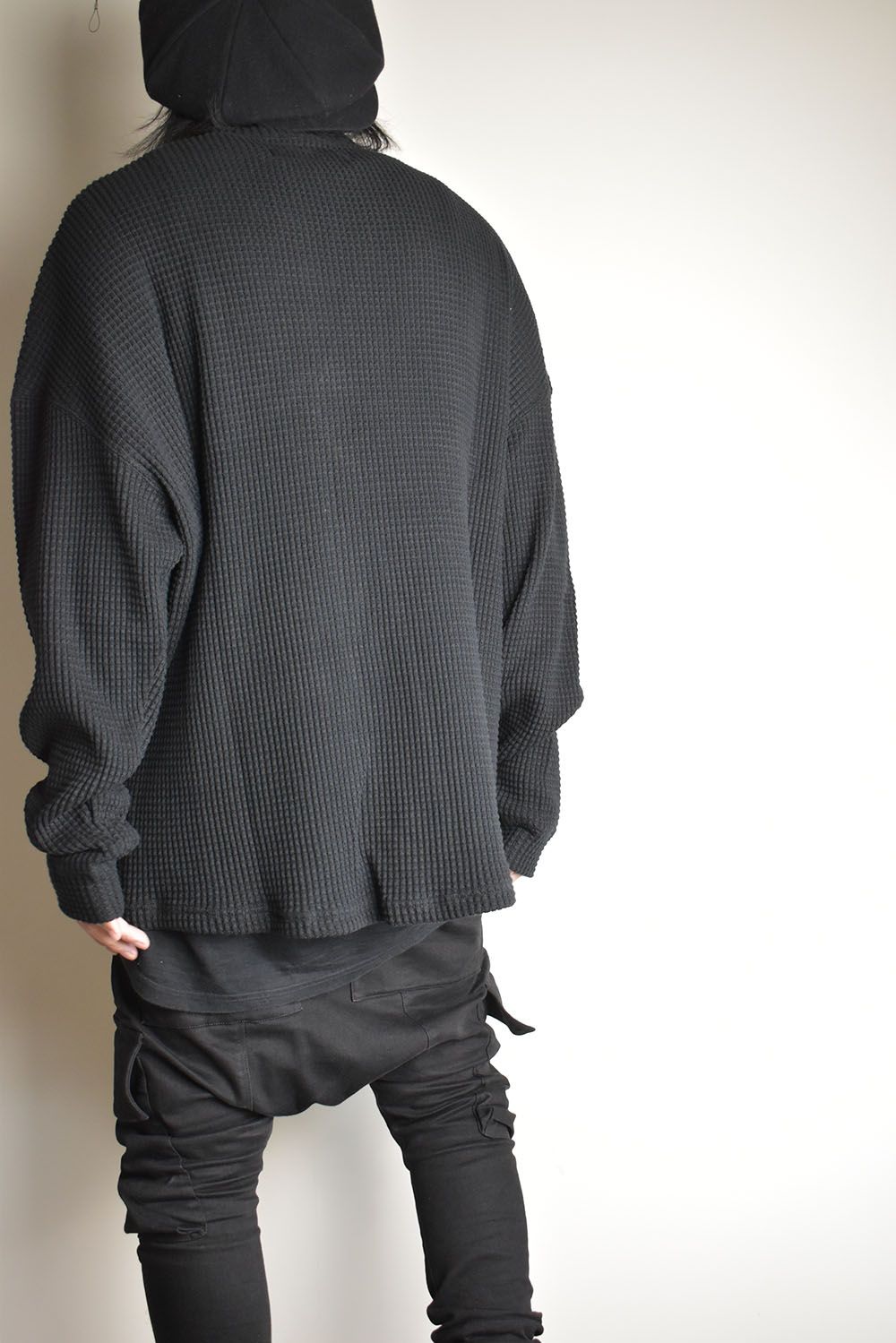 Heavy Waffle Over Size Top"Black" / ヘビーワッフルオーバーサイズトップ"ブラック"