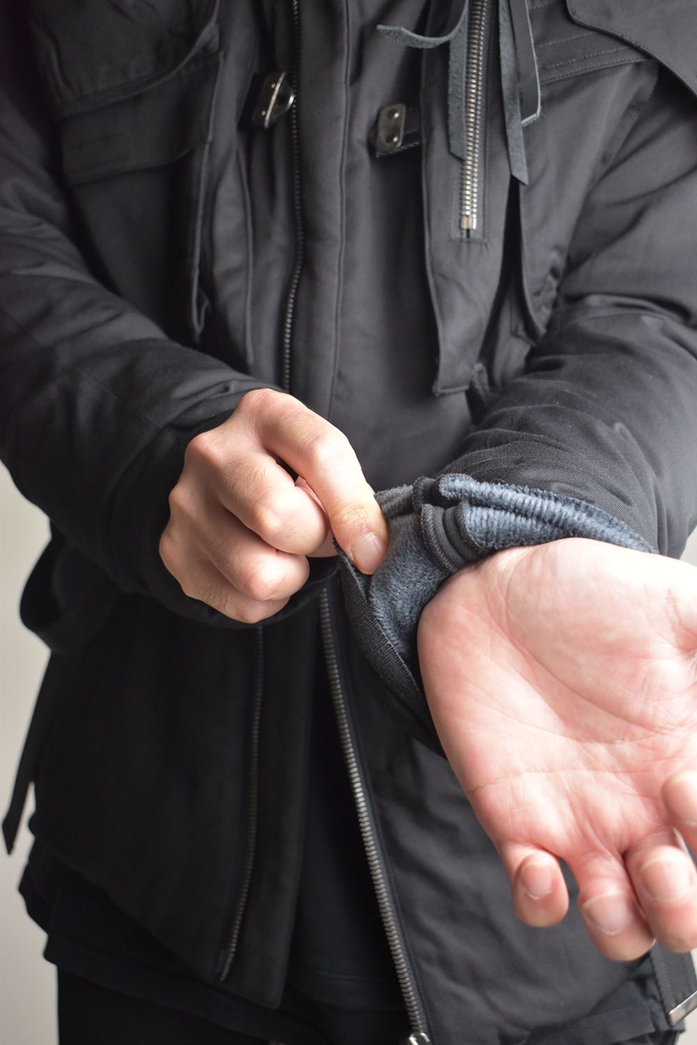 Rayon Twill Vest Hooded Down Jacket "Black" / レーヨンツイルベスト/フードアタッチドダウンジャケット"ブラック"