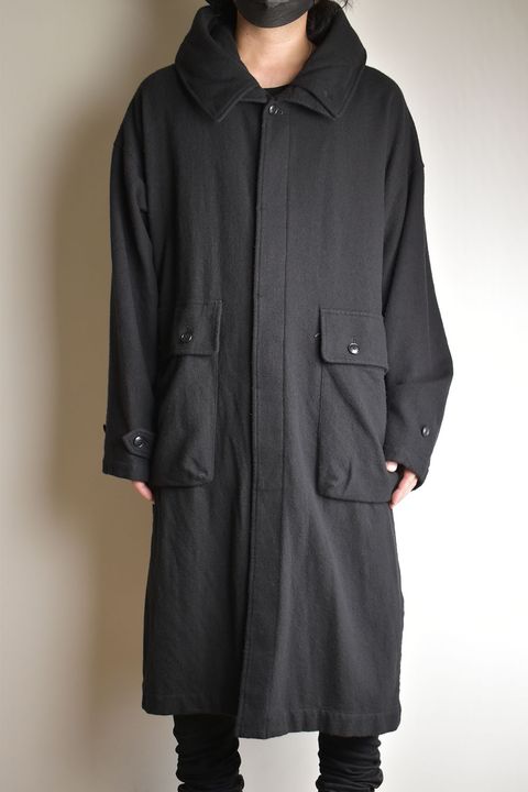 Wool Fulling Product Dyed Coat "Black" / ウール縮絨 製品染めコート"ブラック"