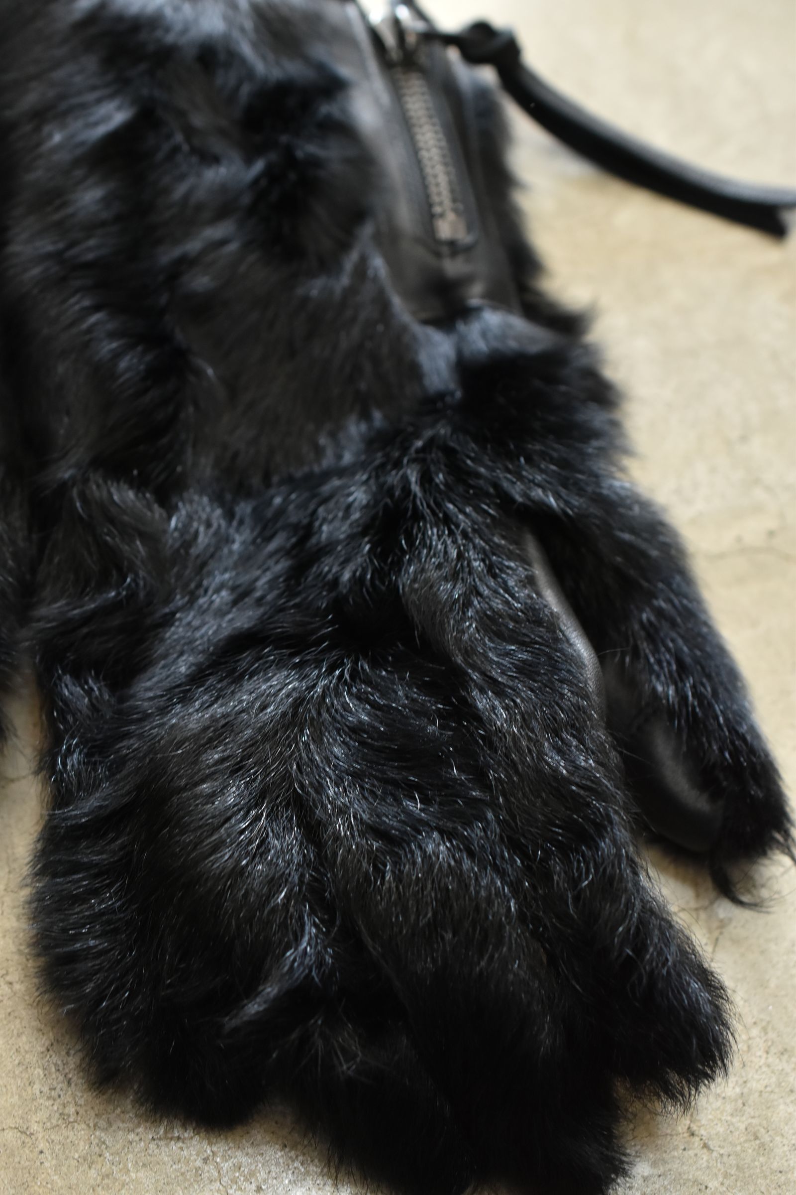 Goatfur and Horsehide Combination Gloves"Black" / ゴートファー×ホースレザーコンビネーショングローブ"ブラック"
