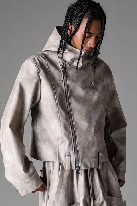 《2027SS先行予約》Vegan Leather Hoodei Double Riders "L.Beige" / ヴィーガンレザーフーディダブルライダース"ライトベージュ"