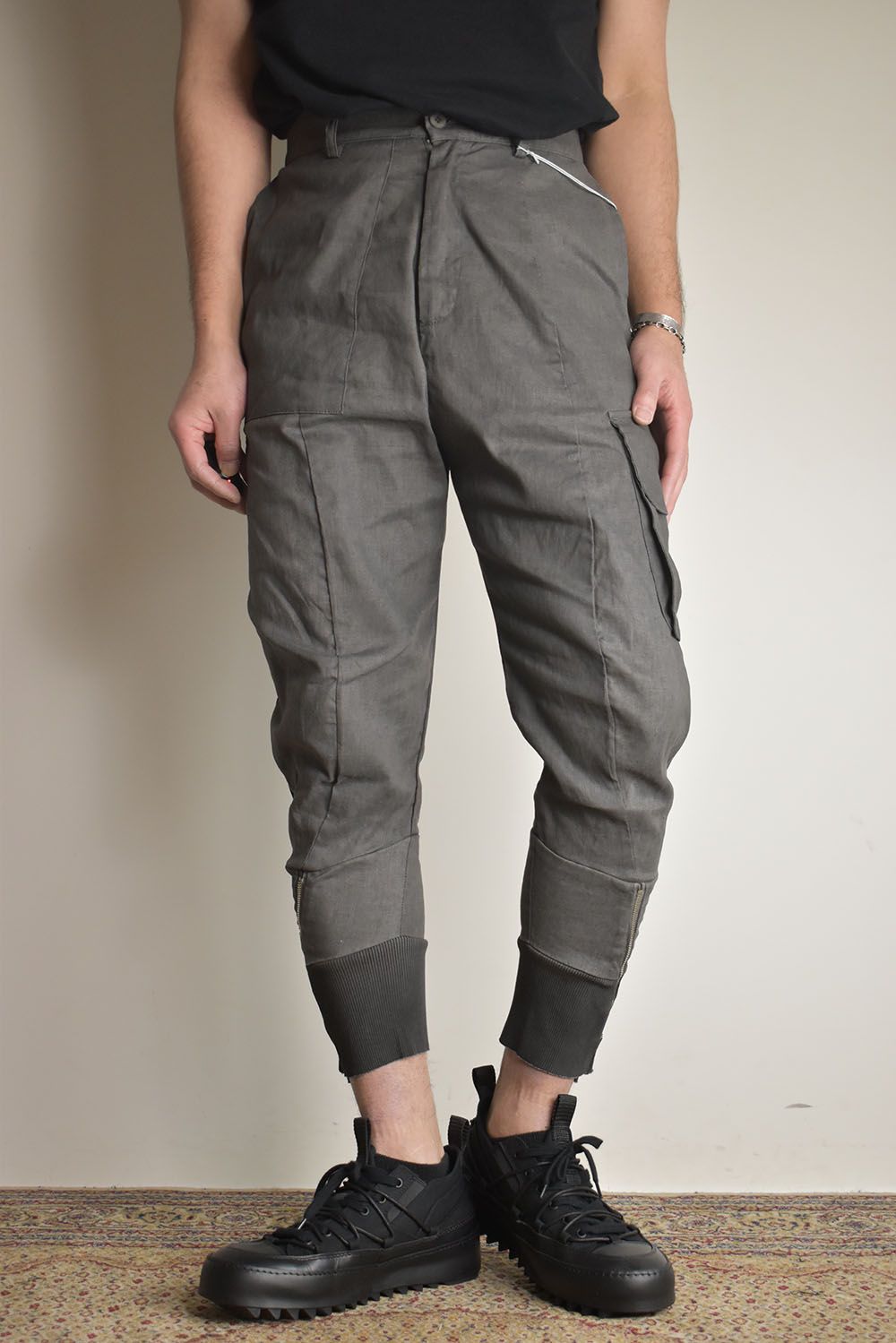 Asymmetrical Cargo Pants"Charcoal Grey" / アシンメトリーカーゴパンツ"チャコールグレー"