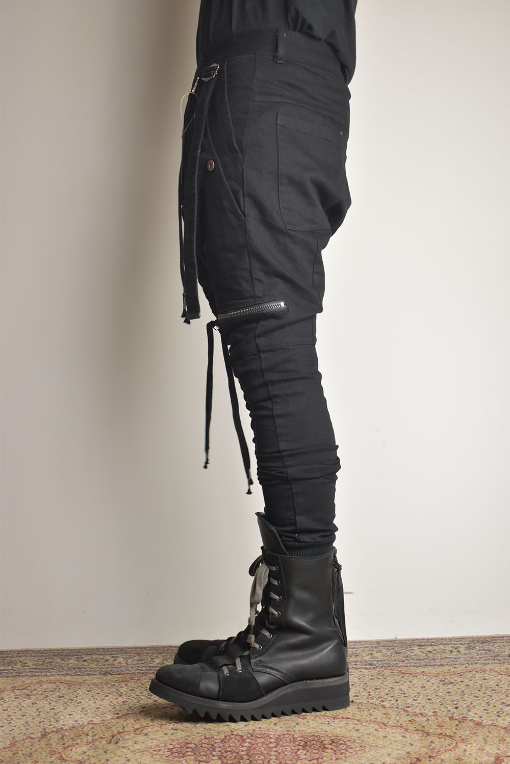 Stretch Denim Salopette Pocket Cargo Jogger Pants "Black" / ストレッチデニムサロペットポケットカーゴジョグパンツ"ブラック"