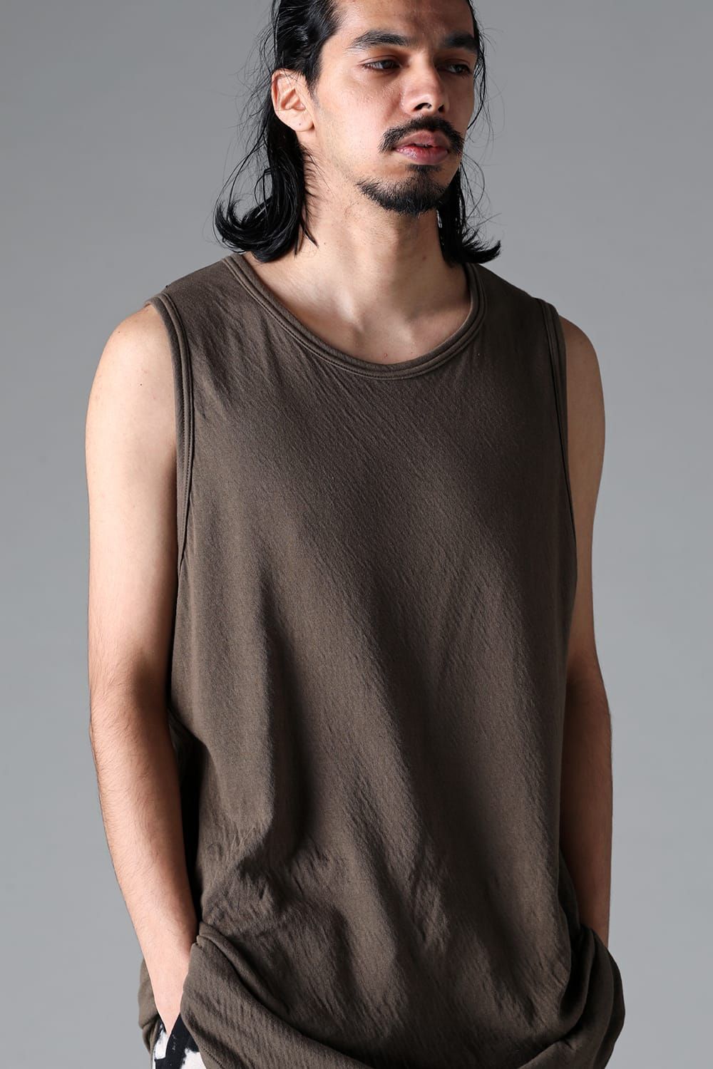 《2025AW先行予約》Double Gauze Long Tank Top"Black / Ivory /Khaki /Grey /D.Grey" /ダブルガーゼロングタンクトップ"ブラック/アイボリー/カーキ/グレー/ダークグレー"