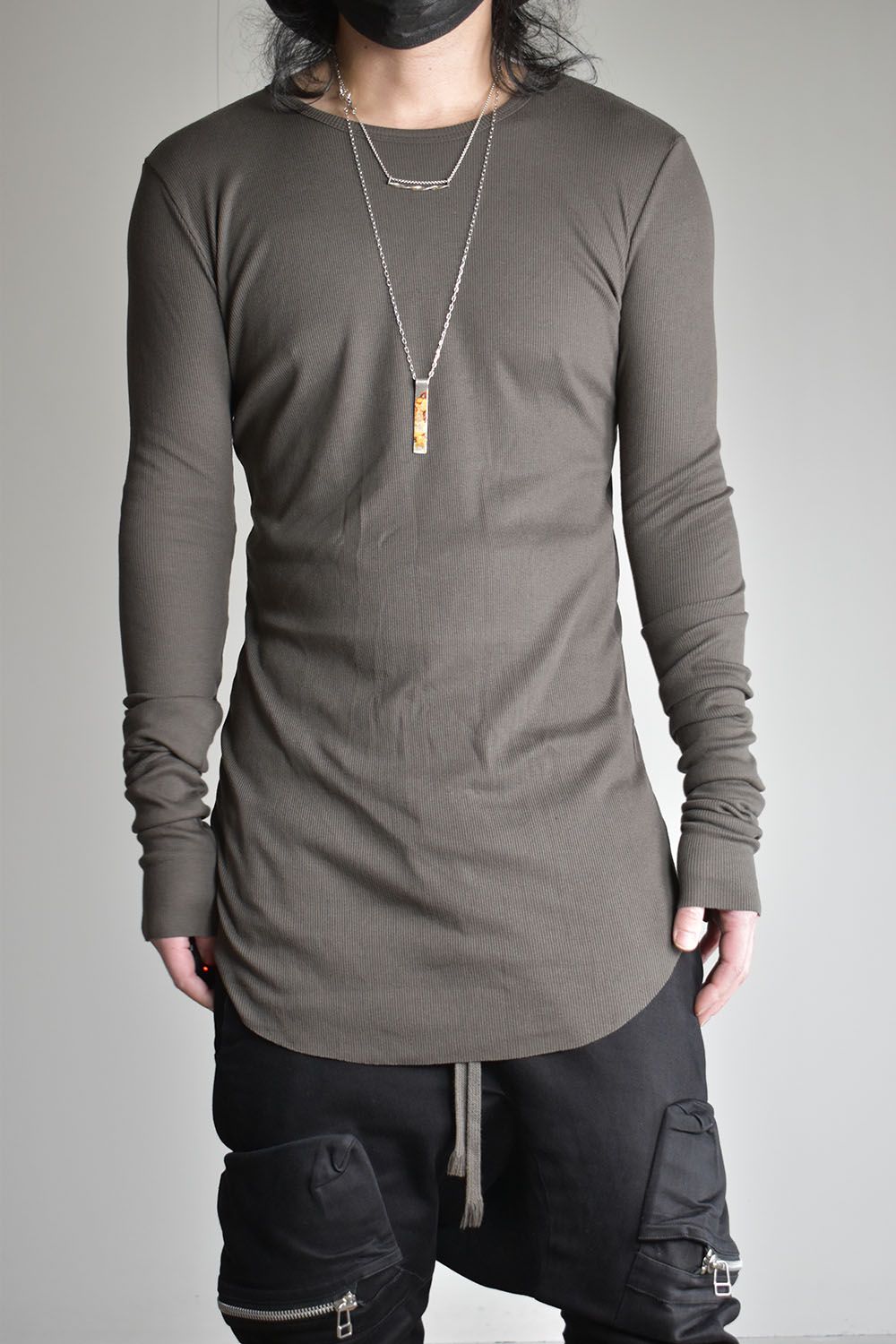 Modal & Cotton Rib Teleco Long Sleeve T Shirt "Dust"モダール×コットンリブテレコロングスリーブTシャツ"ダスト"