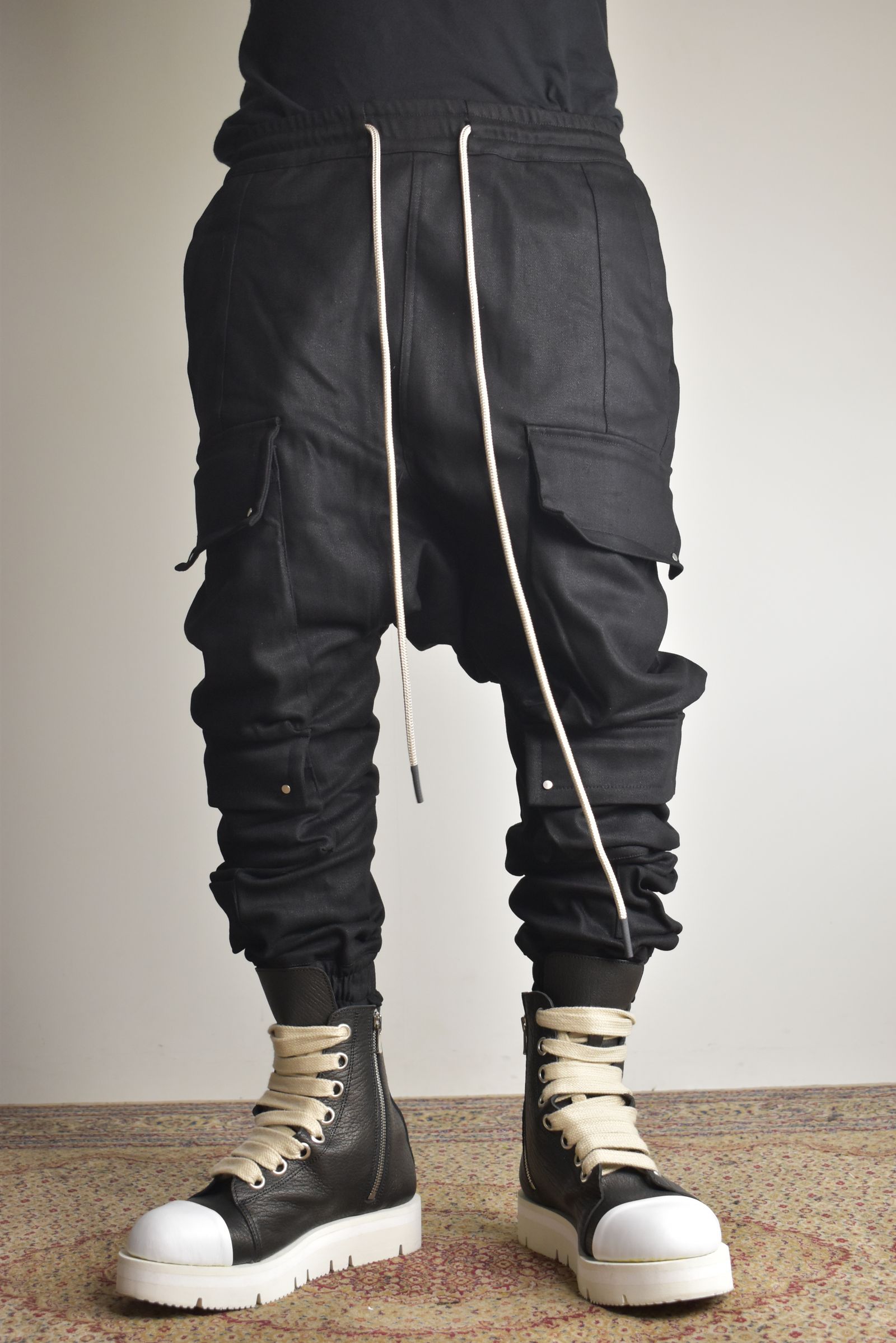 Bonding Sarouel Cargo Jogger Denim"Black" / ボンディングサルエルカーゴジョガーデニム"ブラック"