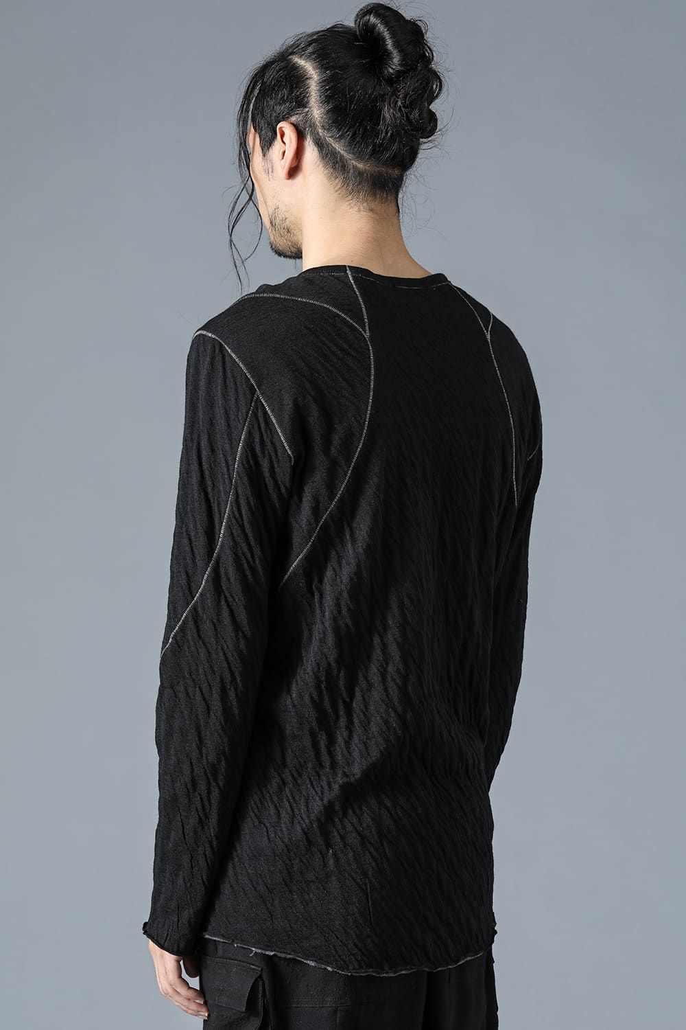 Wool×Cotton Double Face Long Sleeve Tee"Black"/ウール×コットンダブルフェイスロングスリーブTシャツ"ブラック"