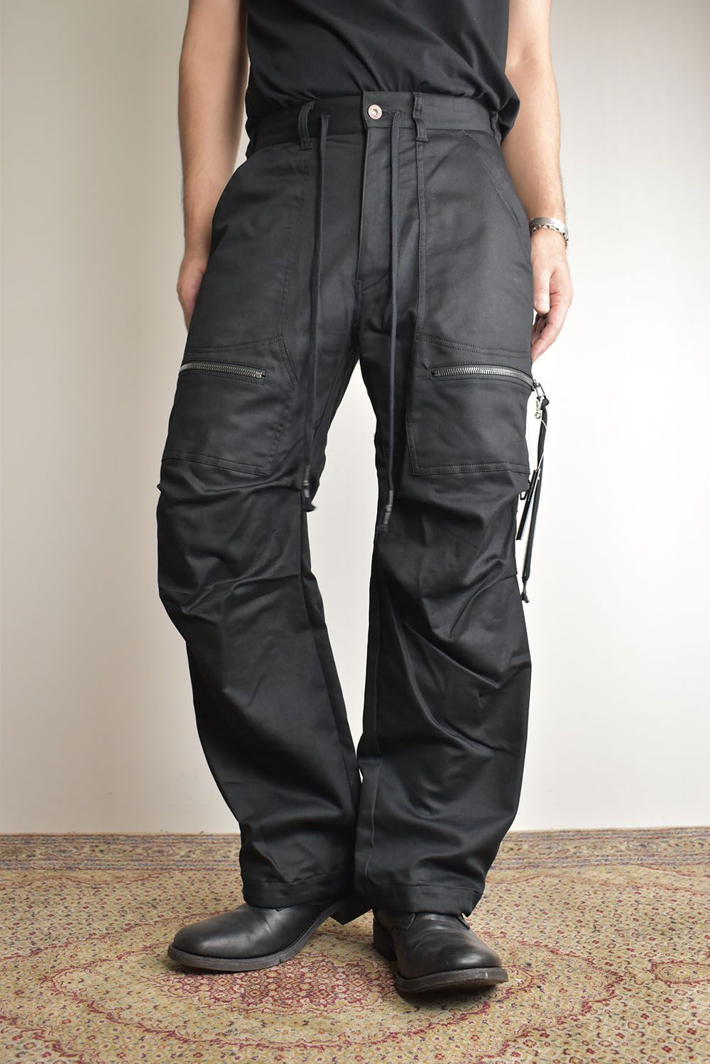 Jersey-like Denim Work Baggy Pants “Black" / ジャージーライクデニムワークバギーパンツ"ブラック"