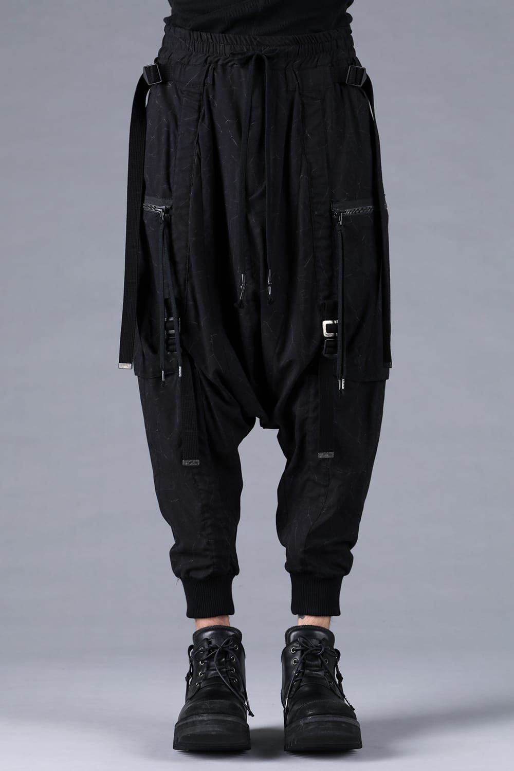 Catch Washer Bleach Belt Adjustable Sarouel Cargo Pants"Black" / キャッチワッシャーブリーチベルトアジャスタブルサルエルカーゴパンツ"ブラック"