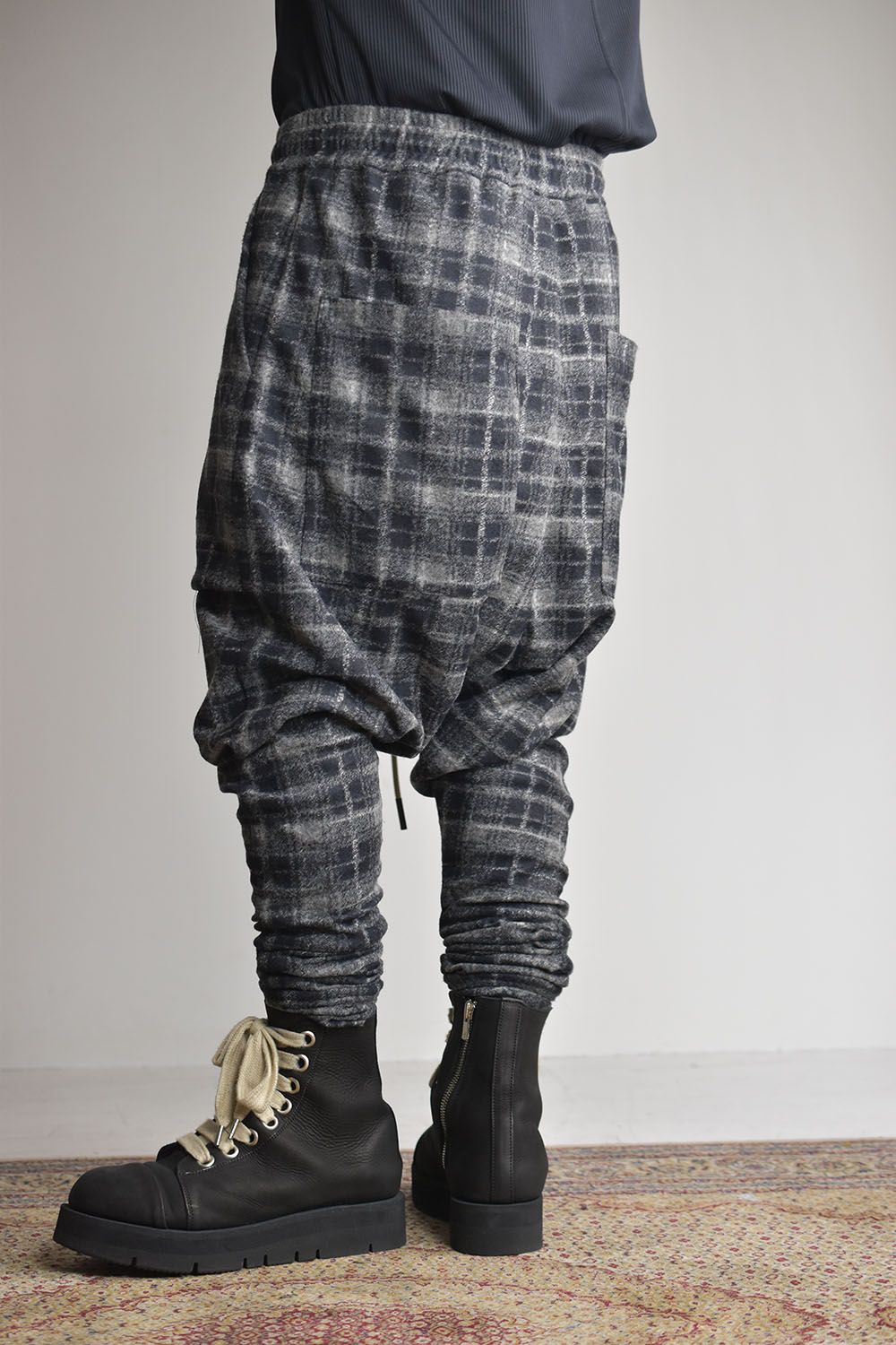 Check Johdpurs Pants"BKGY×BK" / チェックジョッパーズパンツ"ブラックグレー×ブラック"