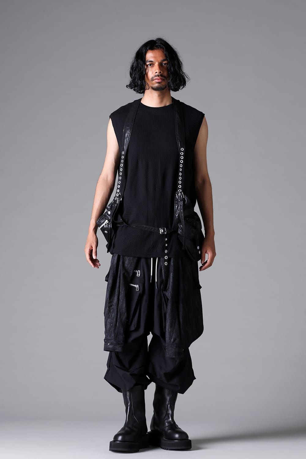 《2026SS先行予約》Deformed Stripe Pattern Tank Top "Black / Cream" /ディフォルメドストライプパターンタンクトップ"ブラック/クリーム"
