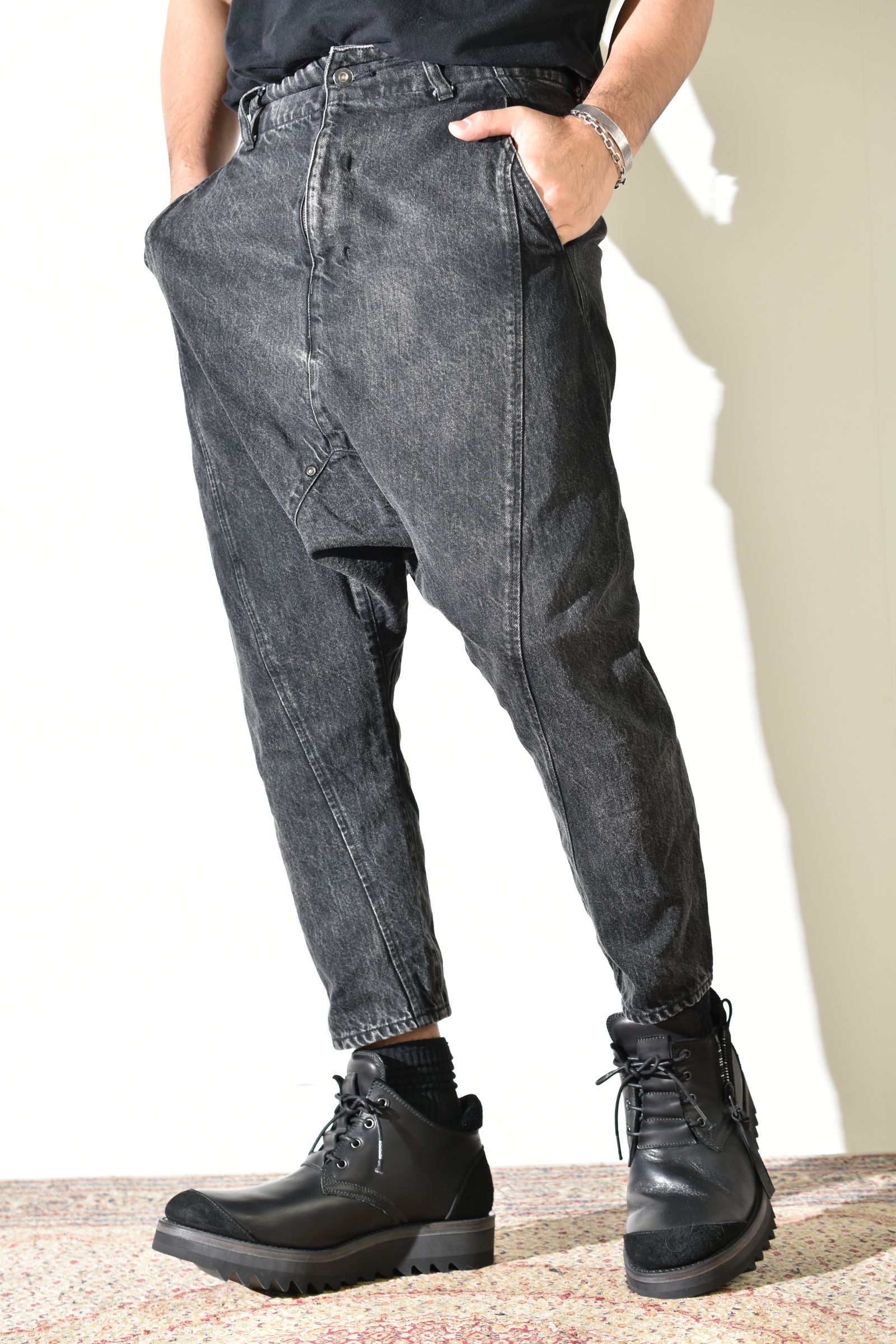 Sarrouel Denim Pants "Mist Bleach Black" / サルエルデニムパンツ "ミストブリーチブラック"