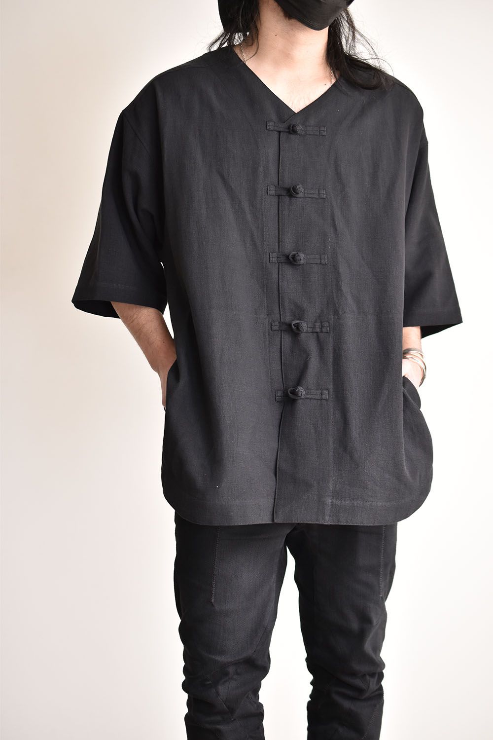Cotton Linen Short Sleeve Shirts"Black"/コットンリネンショートスリーブシャツ"ブラック"