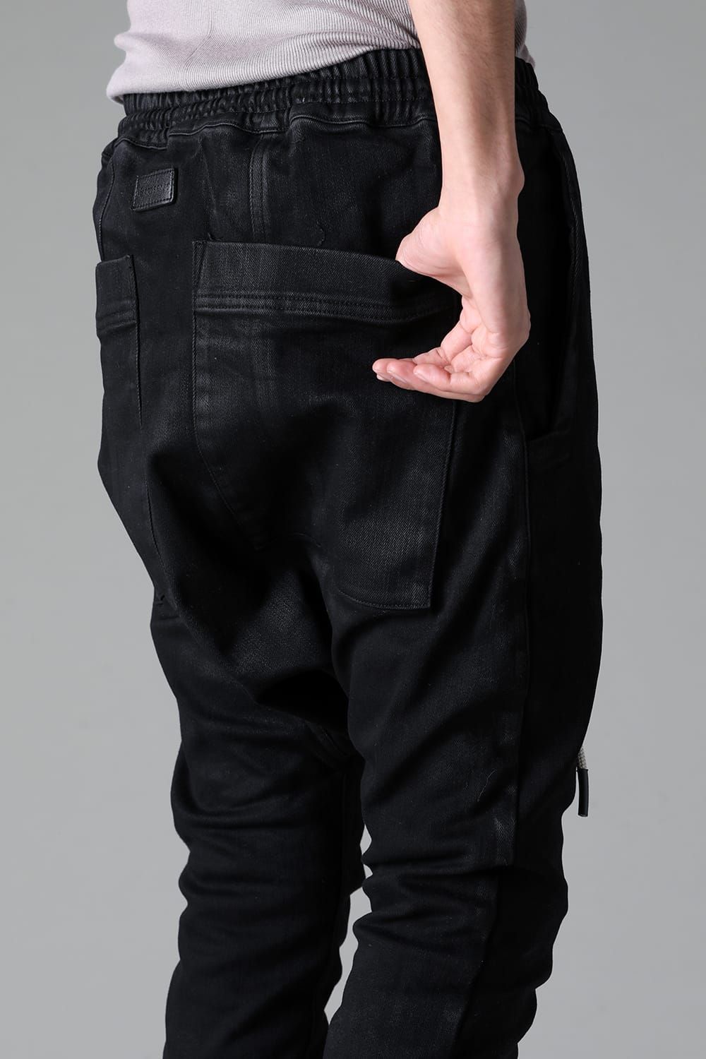 《2025AW先行予約》Coated  Bonding Sarouel Skinny Denim"Black" / コーティングボンディングサルエルスキニーデニム"ブラック"