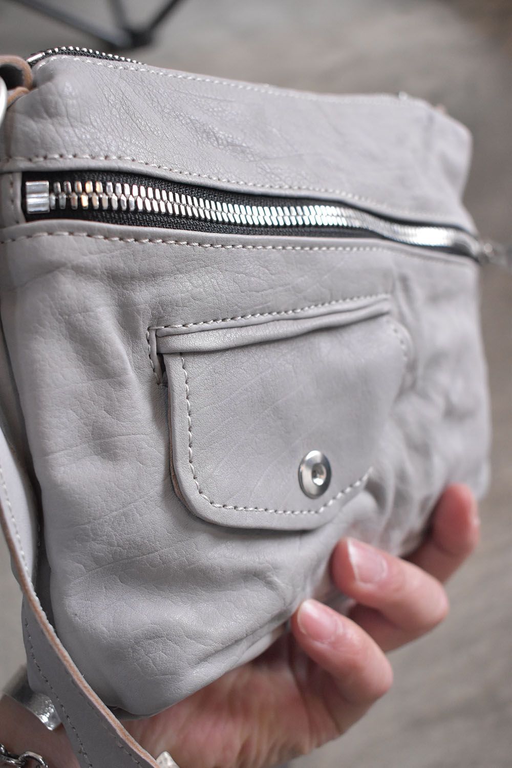 Japan Calf Product Wash Rider's Succotch"White" / ジャパンカーフ製品洗いライダースサコッシュ"ホワイト"