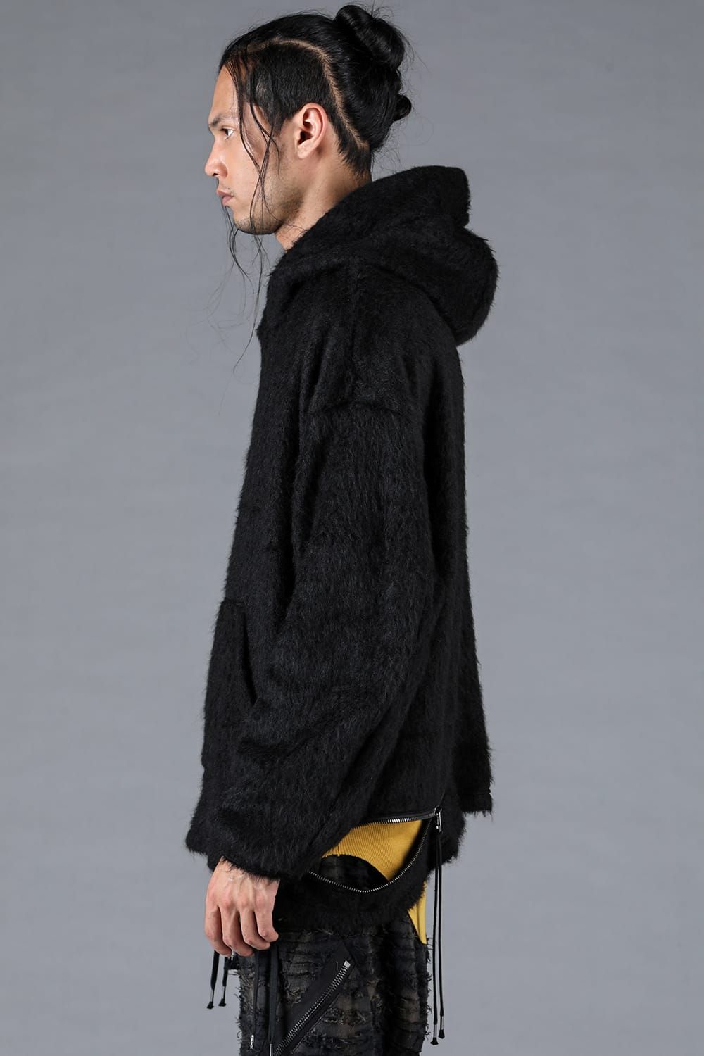 Alpaca Shaggy Oversized Hooded Pullover "Black"/アルパカシャギーオーバーサイズフーデッドプルオーバー"ブラック"