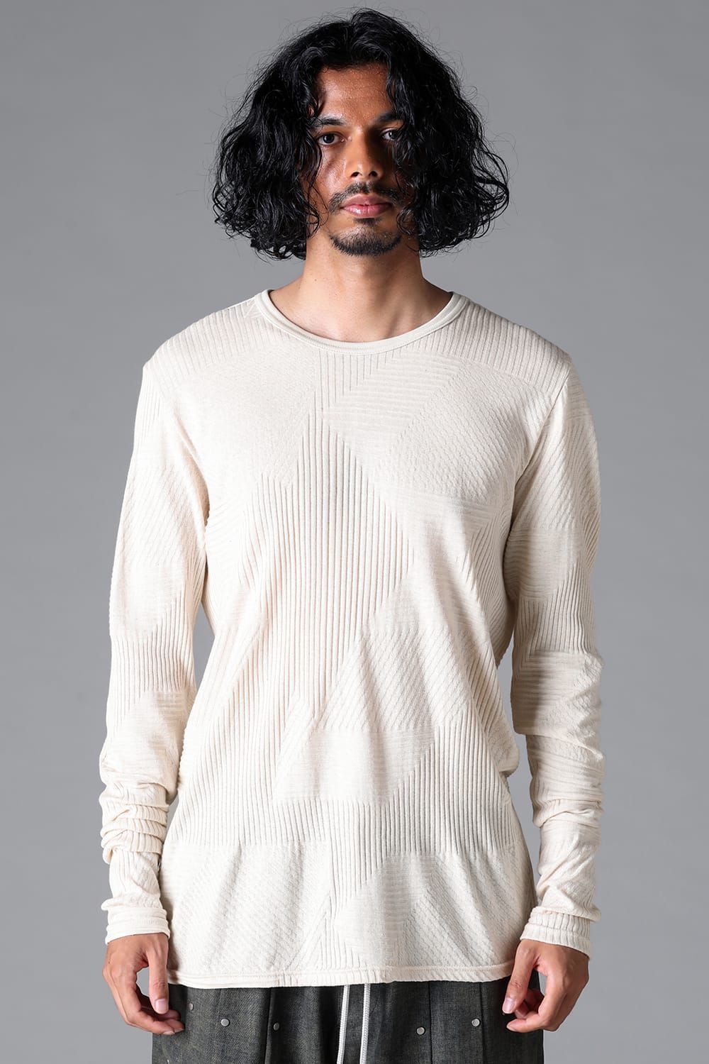 《2026SS先行予約》Deformed Stripe Pattern Long Sleeve "Black / Cream" /ディフォルメドストライプパターンロングスリーブ"ブラック/クリーム"