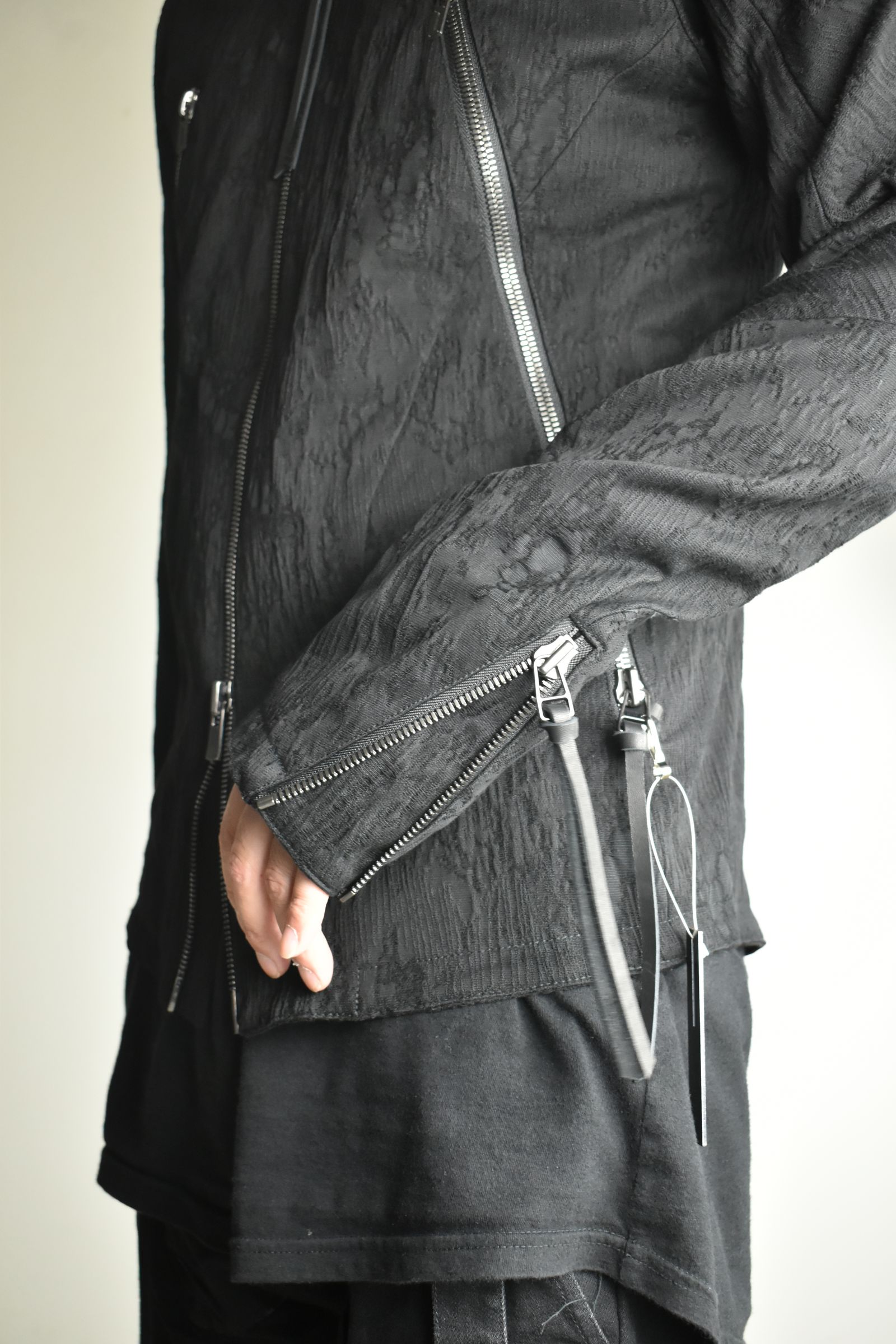 Damage Jacquard Single Rider Jacket"Black" / ダメージジャガードシングルライダースジャケット"ブラック"