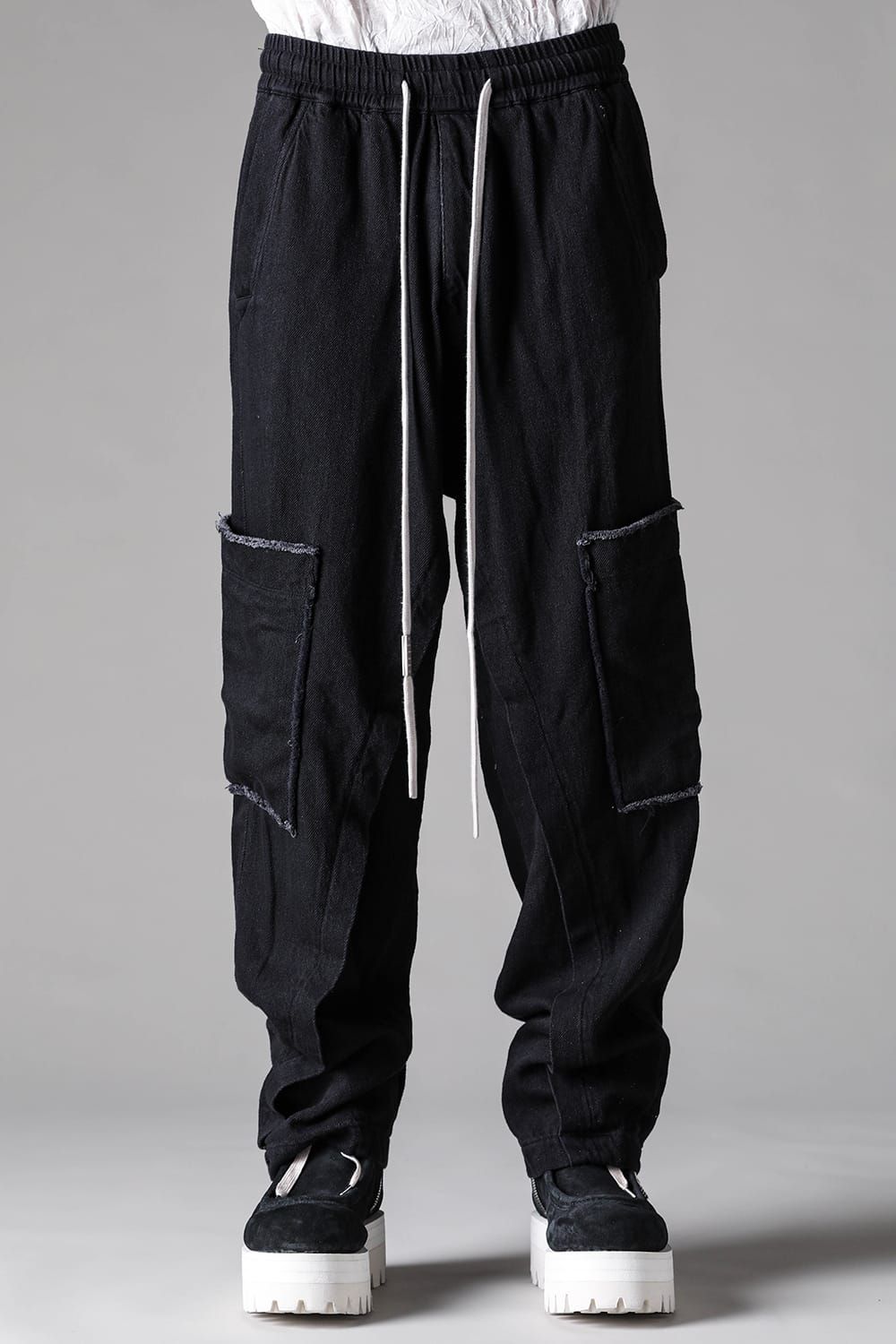 《2027SS先行予約》Loose Denim Wide Cargo Pants"Black" / ルーズデニムワイドカーゴパンツ"ブラック"