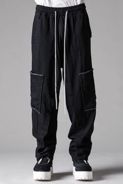 《2027SS先行予約》Loose Denim Wide Cargo Pants"Black" / ルーズデニムワイドカーゴパンツ"ブラック"