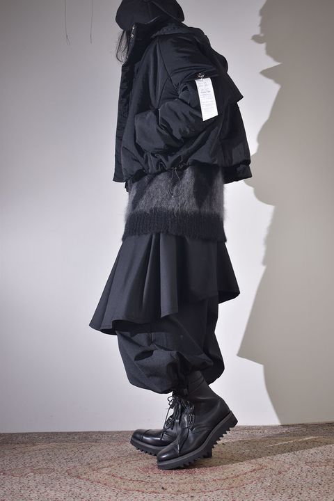 ショートブルゾン×レイヤードワイドサルエル