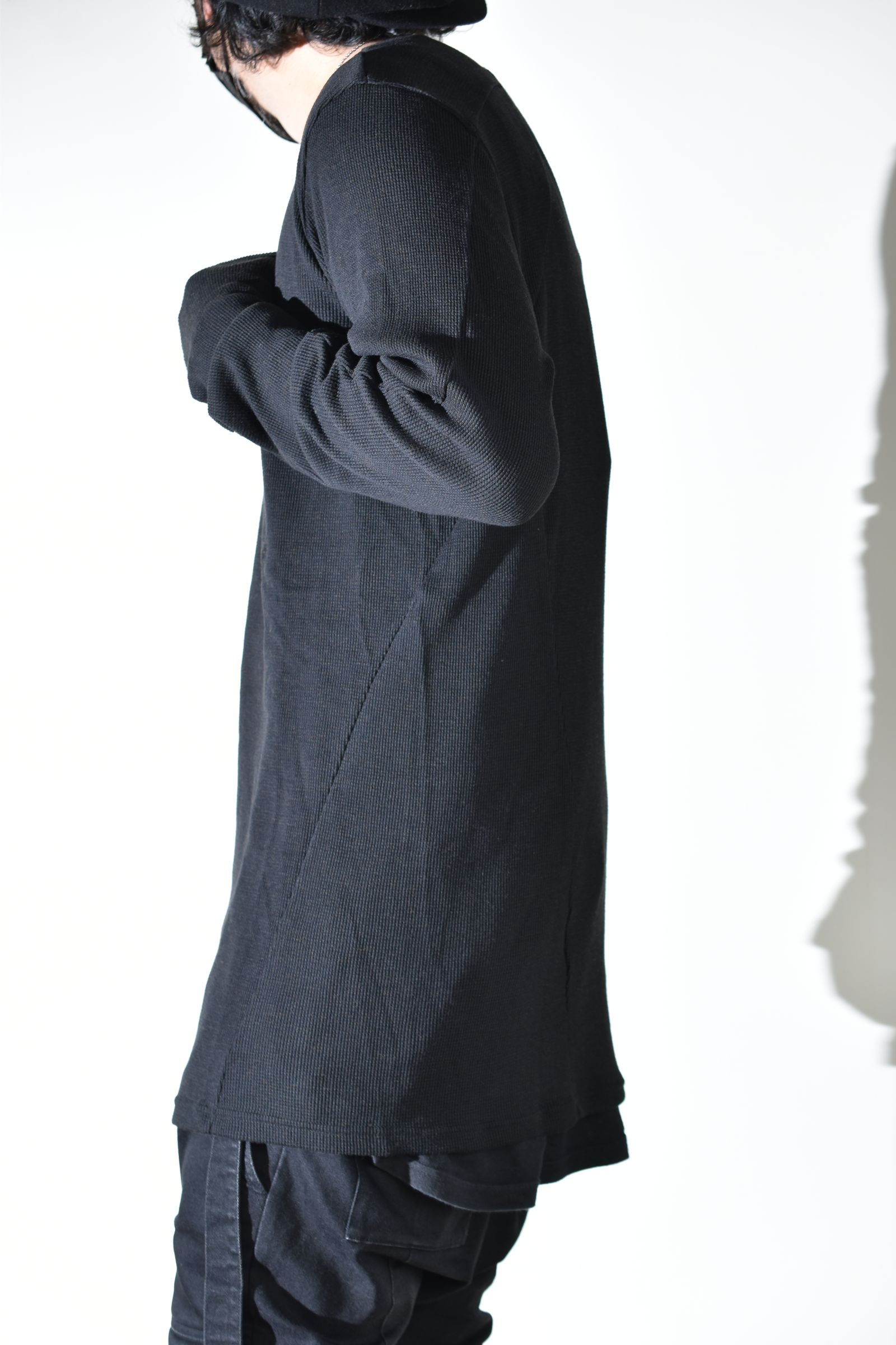Back Printed Waffle Jersey Long  Sleeve Tee"Black" バックプリントワッフルジャージーロングスリーブTee"ブラック"