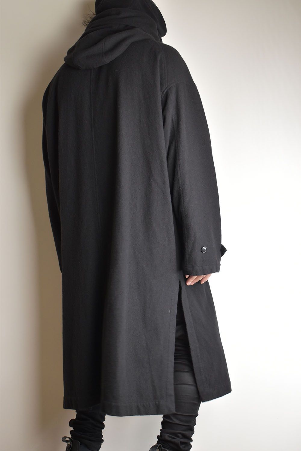 Wool Fulling Product Dyed Coat "Black" / ウール縮絨 製品染めコート"ブラック"