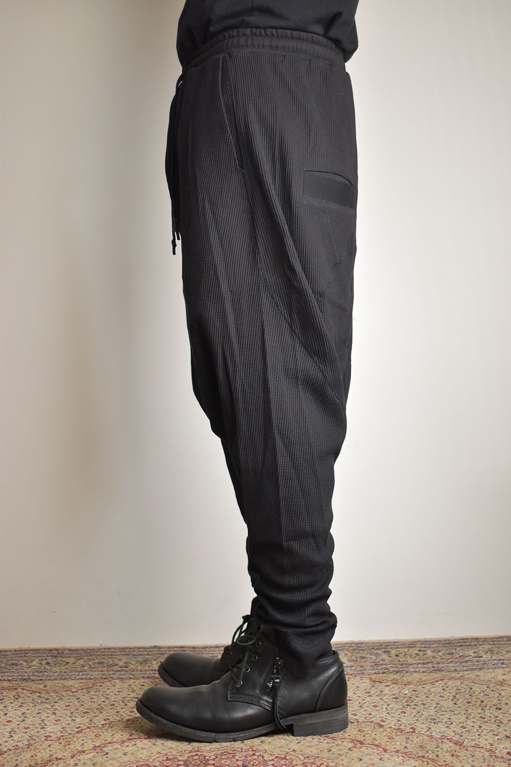 Waffle Sarrouel Pants"Black"/ワッフルサルエルパンツ"ブラック"