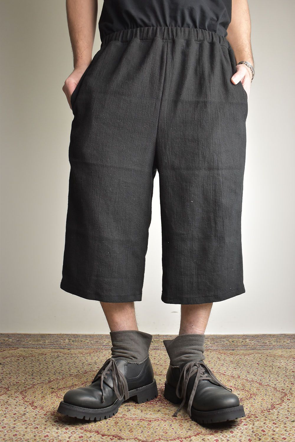 Linen Cotton Easy Wide Pants"Black" / リネンコットンイージーワイドパンツ"ブラック"