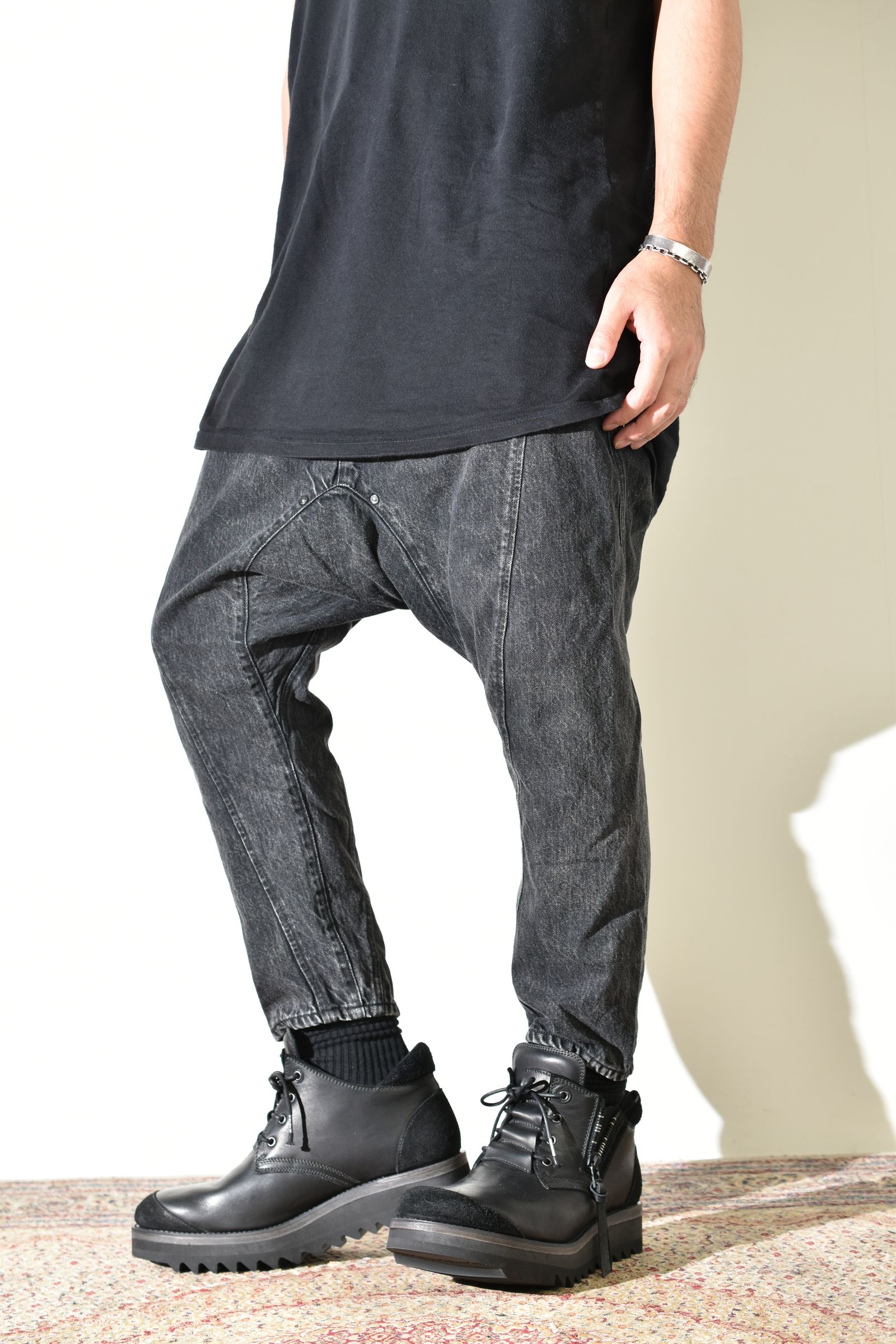 Sarrouel Denim Pants "Mist Bleach Black" / サルエルデニムパンツ "ミストブリーチブラック"