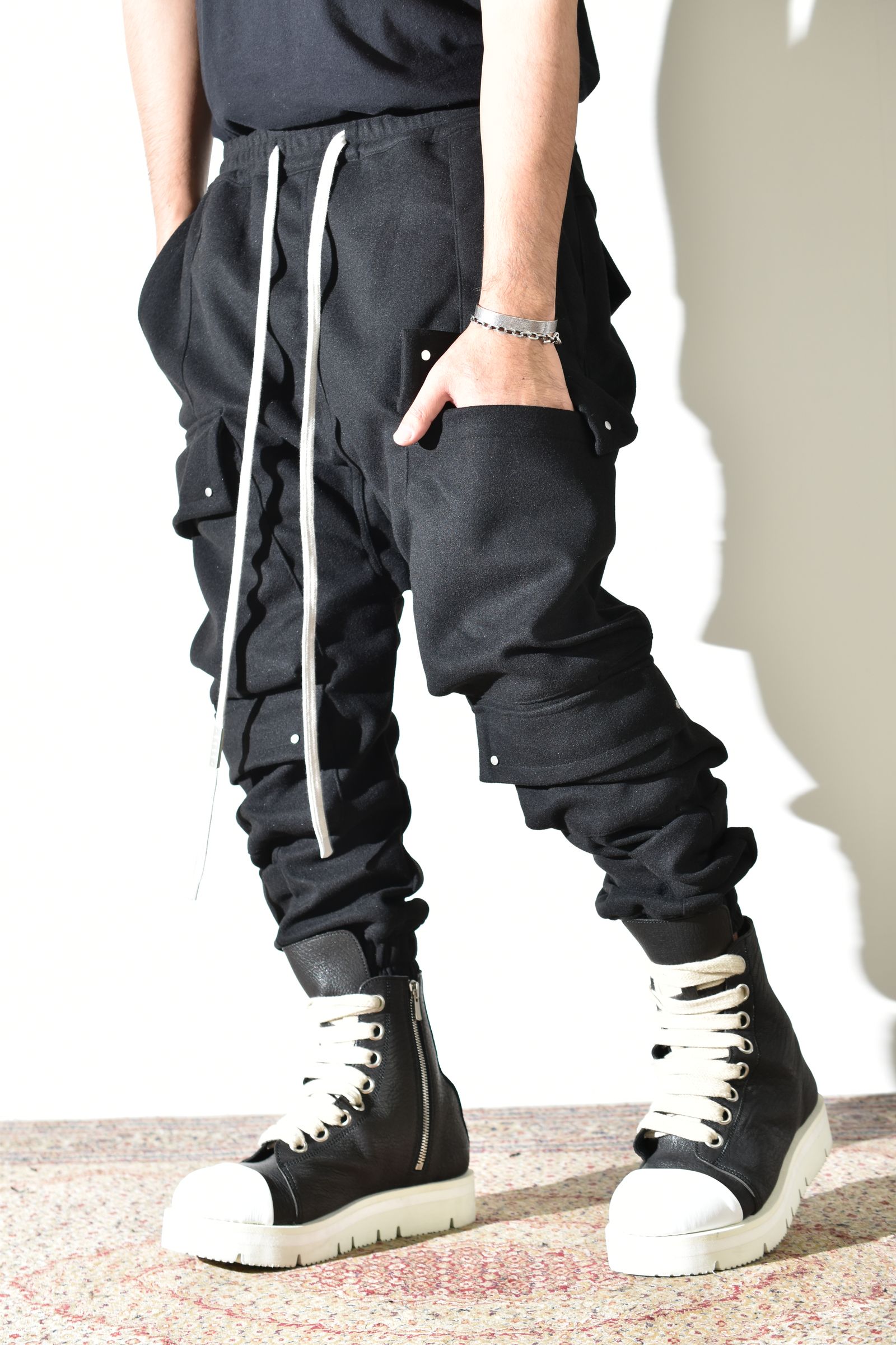 Knit Jersey Military Sarrouel Easy Pants"Black" / ニットジャージーミリタリーサルエルイージーパンツ"ブラック"