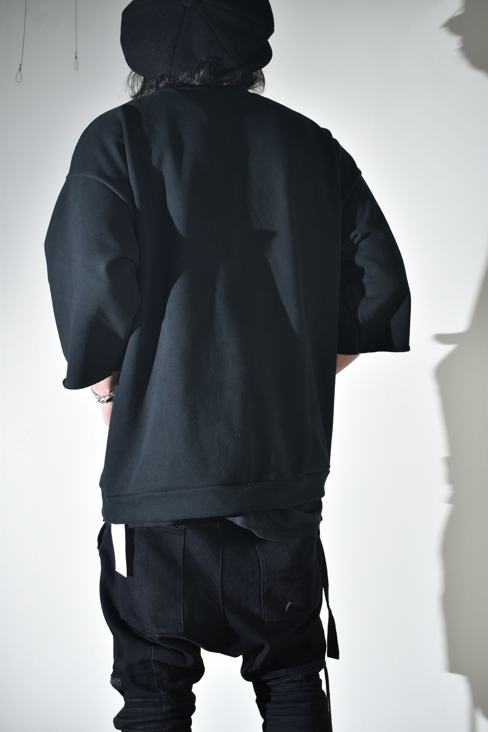 Short Sleeve Sweatshirt with Pocket"Black" / ショートスリーブスウェットシャツ ウィズポケット"ブラック"