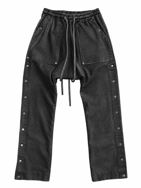 《2027SS先行予約》Vintage Dyed Side Snap Sarrouel Flare Pants"D.Grey" / ヴィンテージダイサイドスナップサルエルフレアパンツ "ダークグレー"