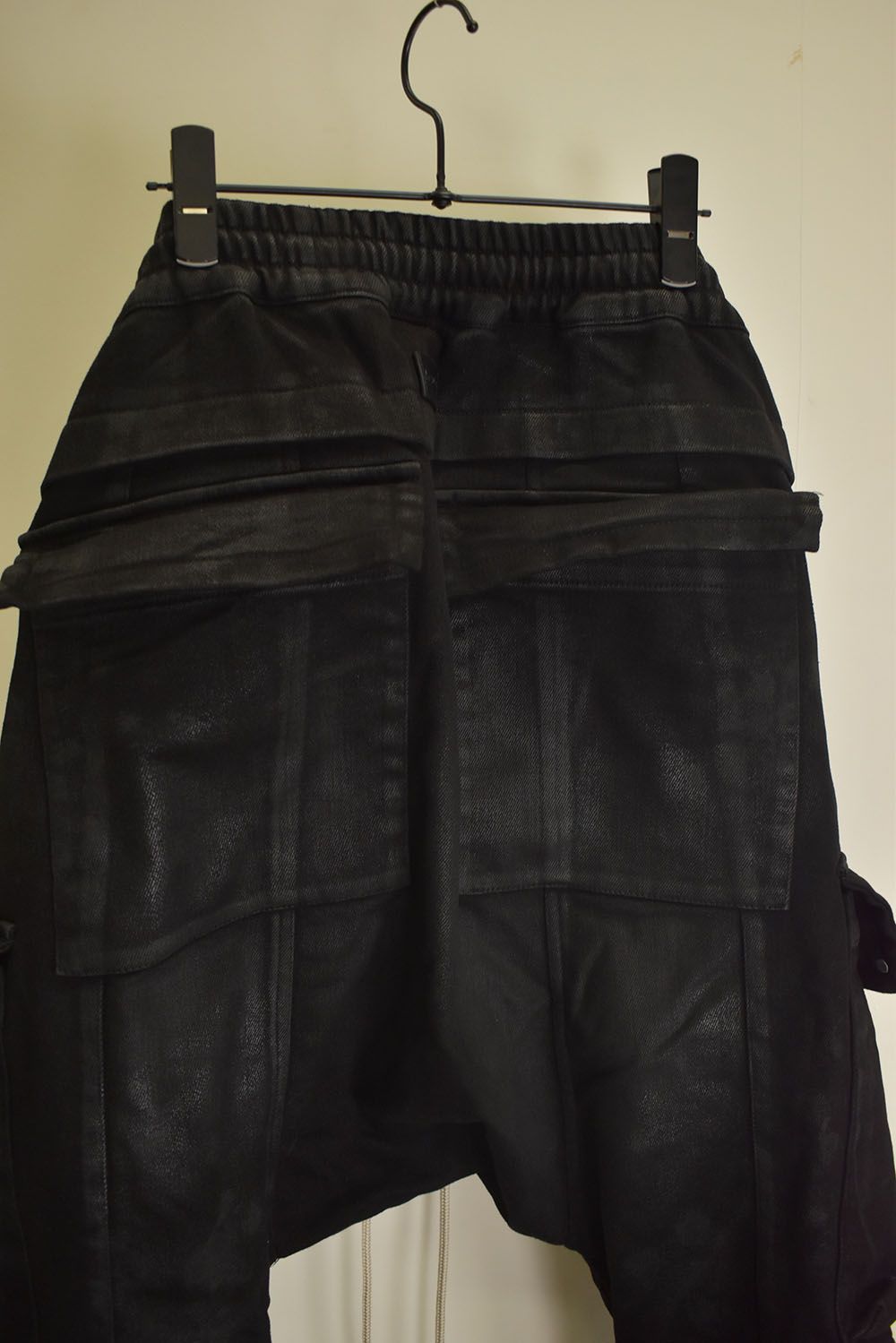 Coating Bonding Sarouel Cargo Jogger Denim"Black" / コーティングボンディングサルエルカーゴジョガーデニム"ブラック"