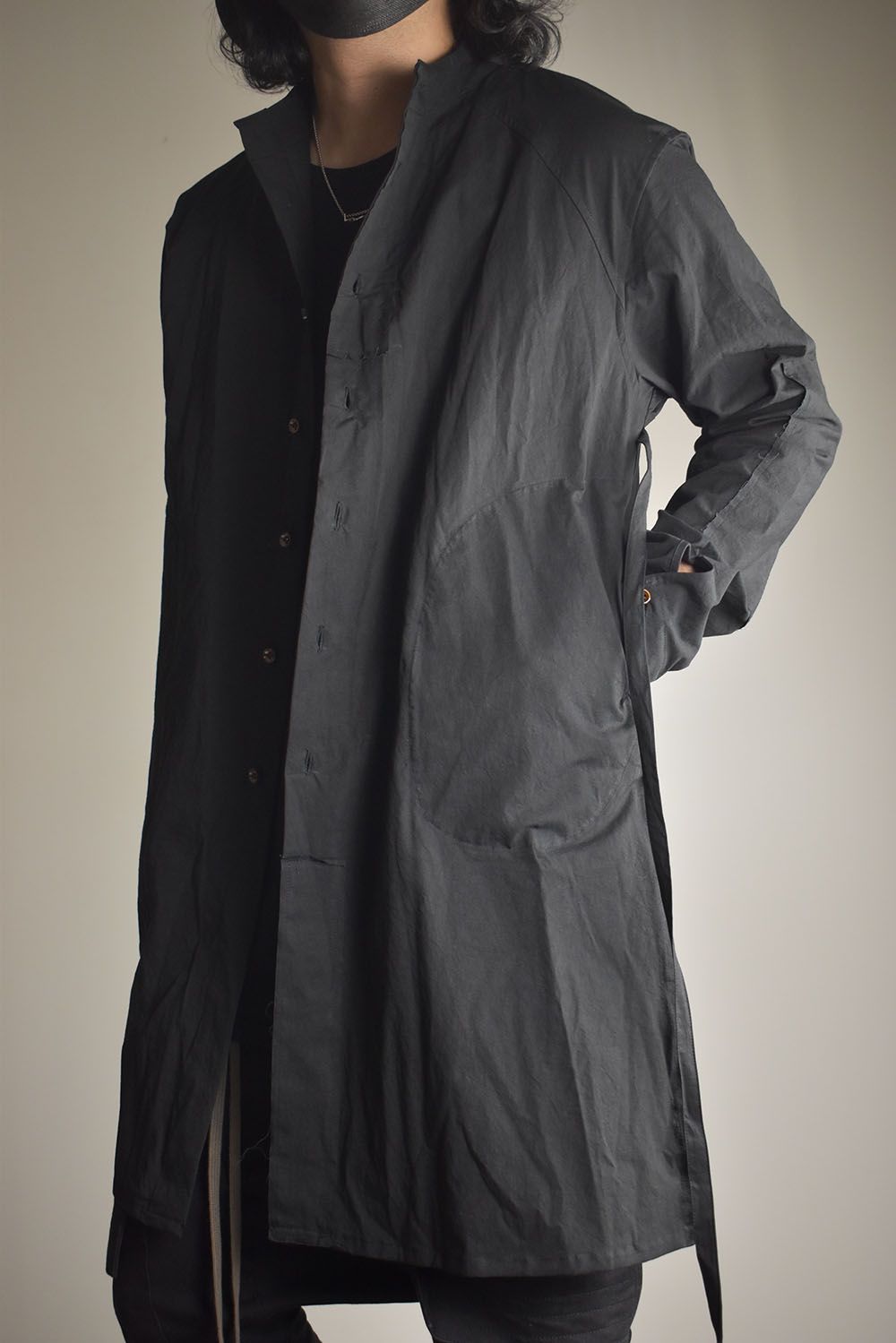 Strings Raw Edge Over Shirts"Black" / ストリングスローエッジオーバーシャツ"ブラック"