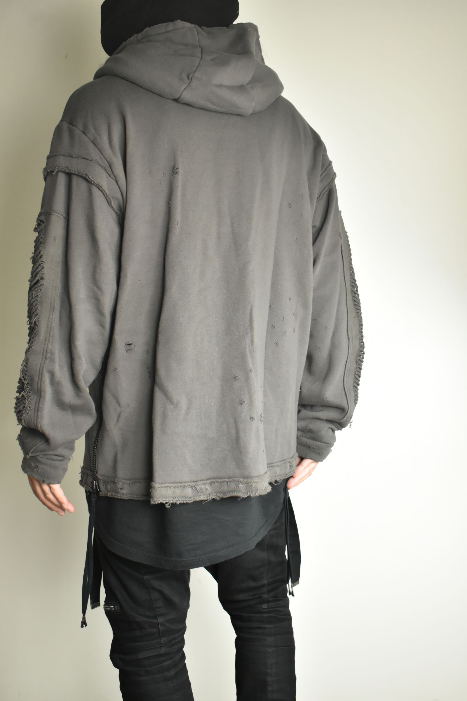 Untwisted Yarn Fleece Shotgun Zip-Up Hoodie"Charcoal" / 無撚糸裏毛ショットガンジップアップフーディー"チャコール"