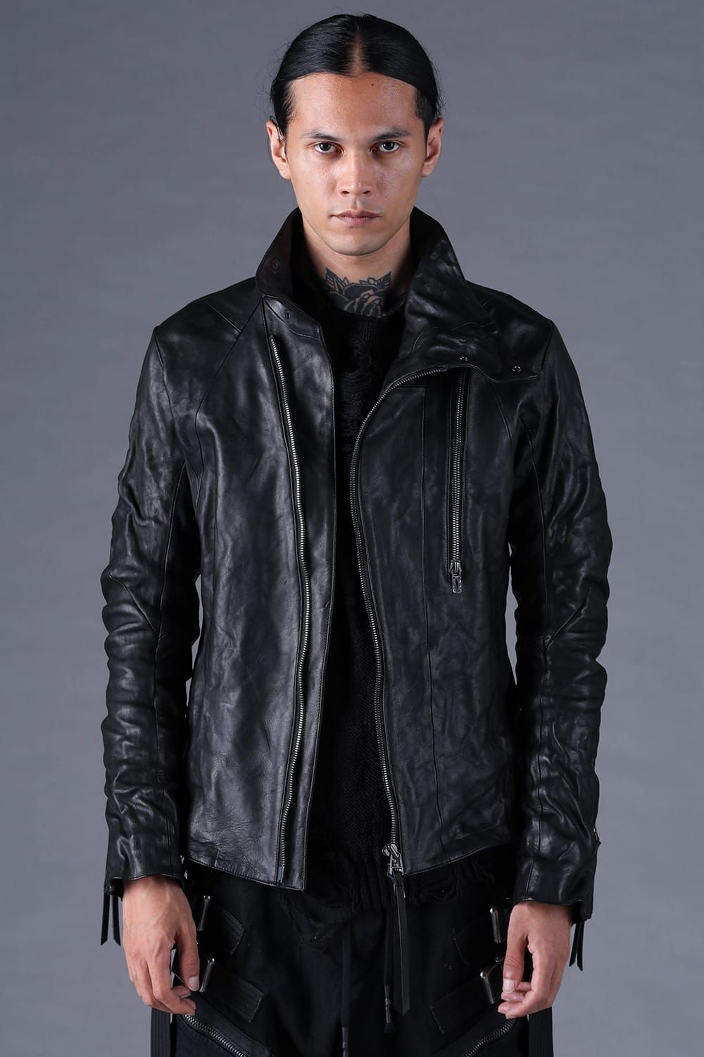 《2027SS先行予約分》Horse Leather High-Neck Jacket"Black" / ホースレザーハイネックジャケット"ブラック"