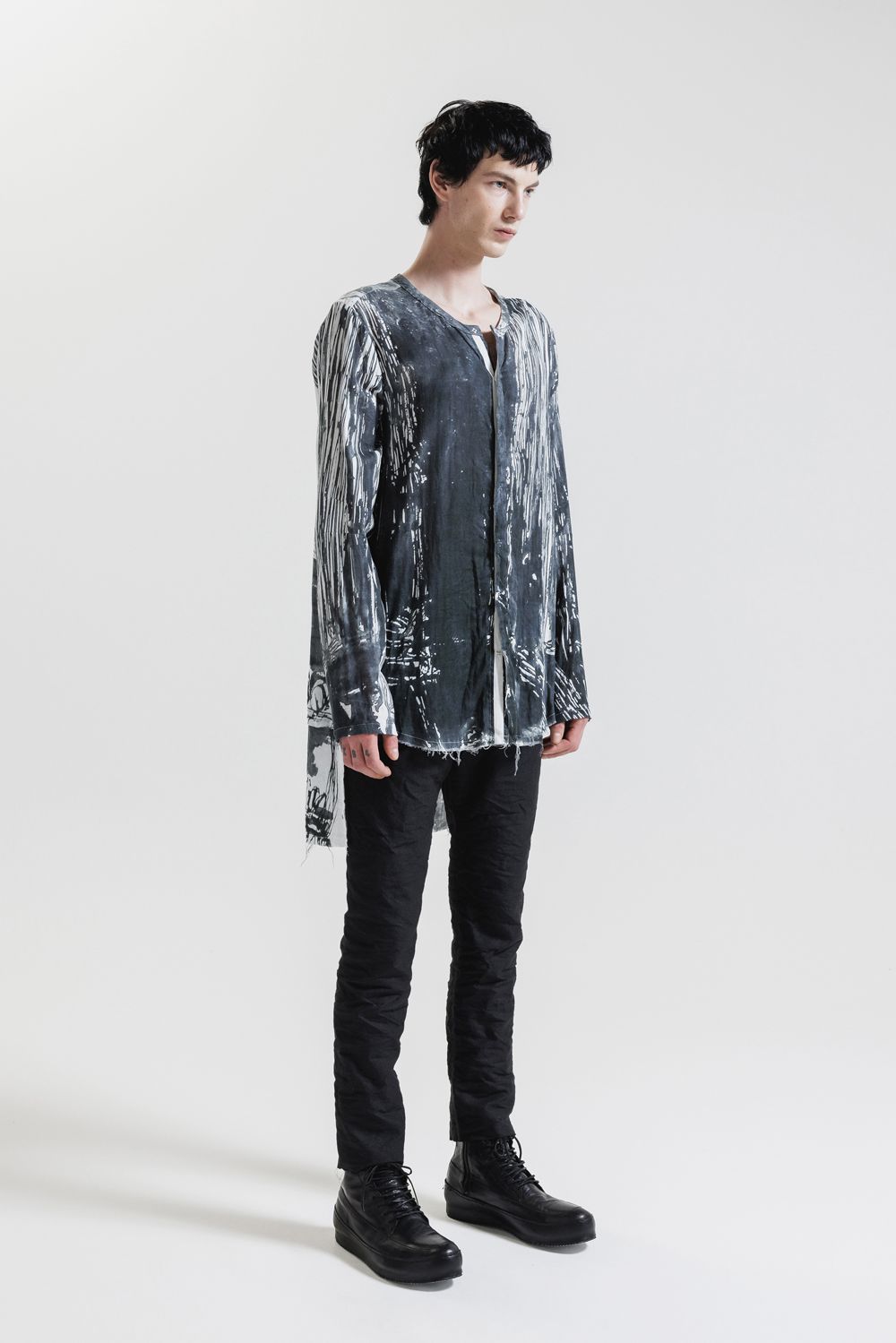 Round Neck Reversible Gauze Shirt"Face Print" / ラウンドネックリバーシブルガーゼシャツ"フェイスプリント"