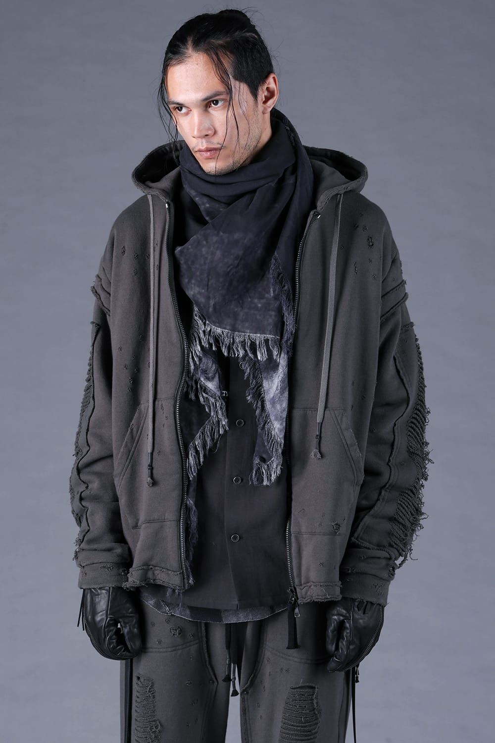 Untwisted Yarn Fleece Shotgun Zip-Up Hoodie"Charcoal" / 無撚糸裏毛ショットガンジップアップフーディー"チャコール"