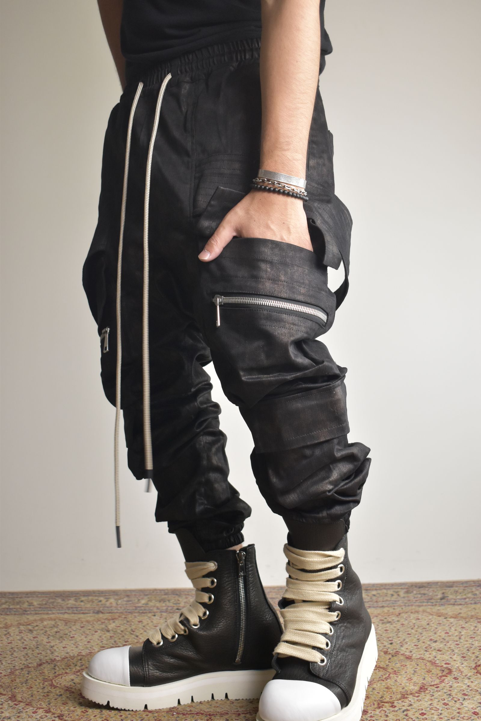 Metal Steam Camouflage Belt Cargo Jogger"Black × Brown" / メタルスチームカモフラージュ ベルトカーゴジョガー"ブラック×ブラウン"