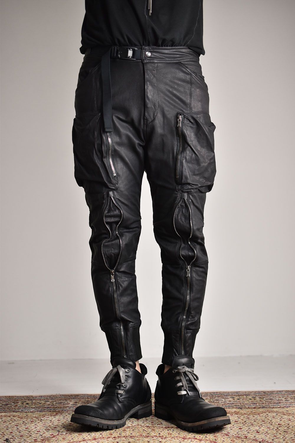 Goat Leather Rib Pants"Black"/ゴートレザーリブパンツ"ブラック"